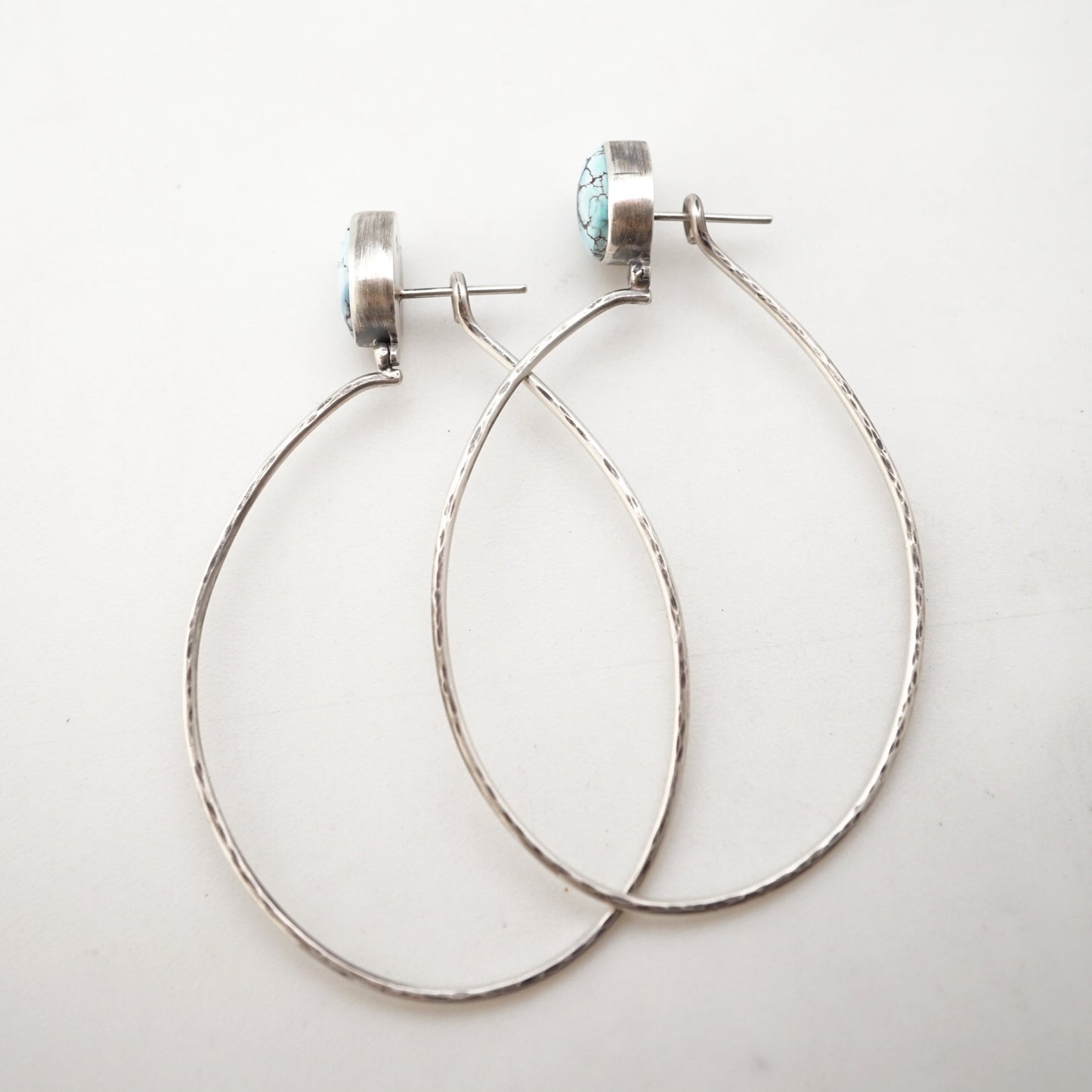 high grade lavender turquoise + silver hoops - Lumenrose