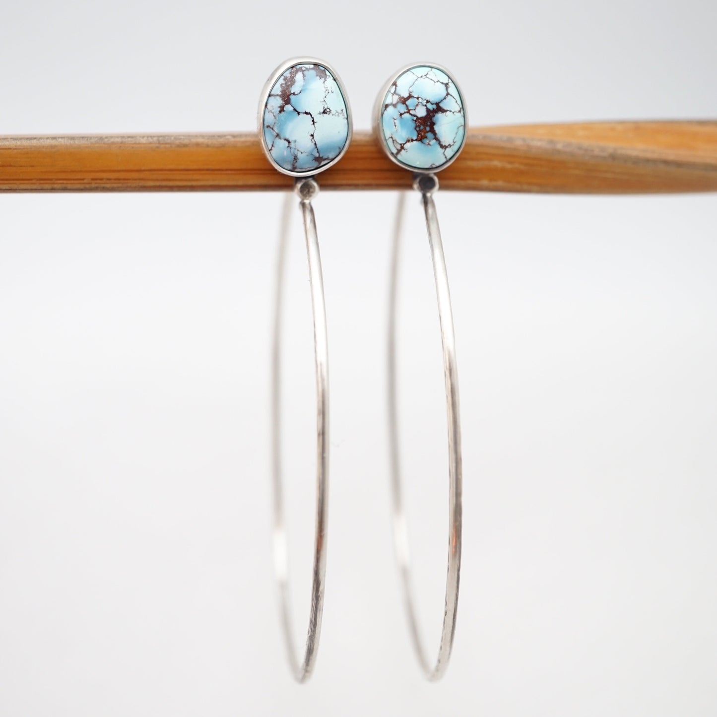 high grade lavender turquoise + silver hoops - Lumenrose
