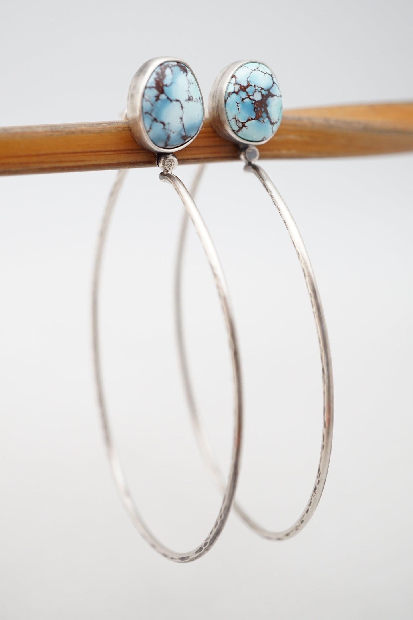 high grade lavender turquoise + silver hoops - Lumenrose