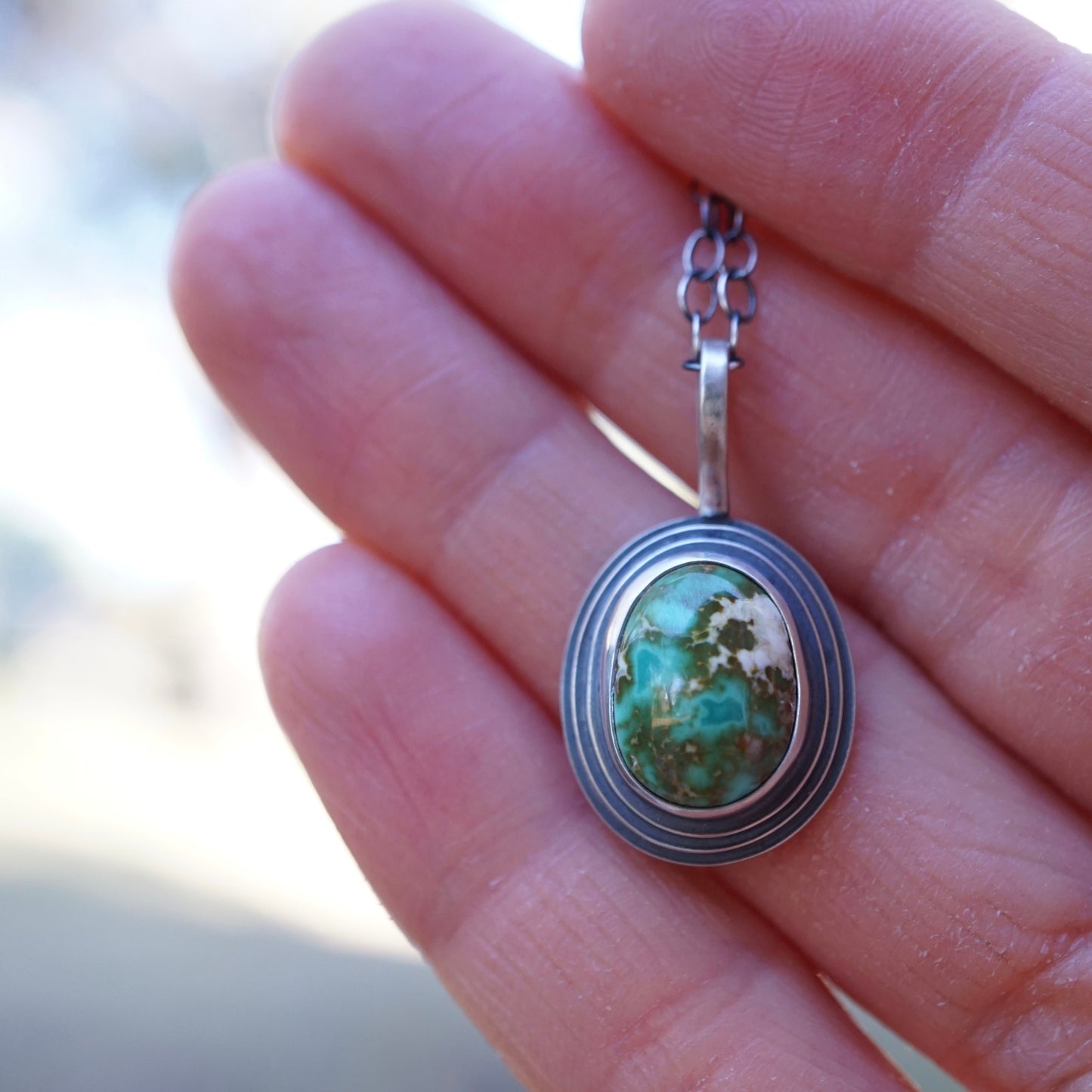 high grade polychrome royston turquoise oval necklace - Lumenrose