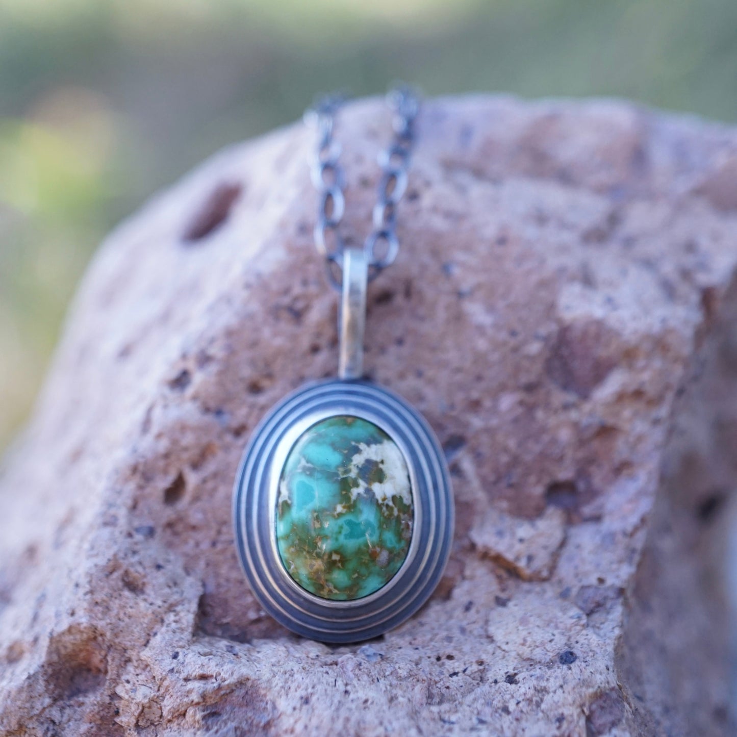 high grade polychrome royston turquoise oval necklace - Lumenrose