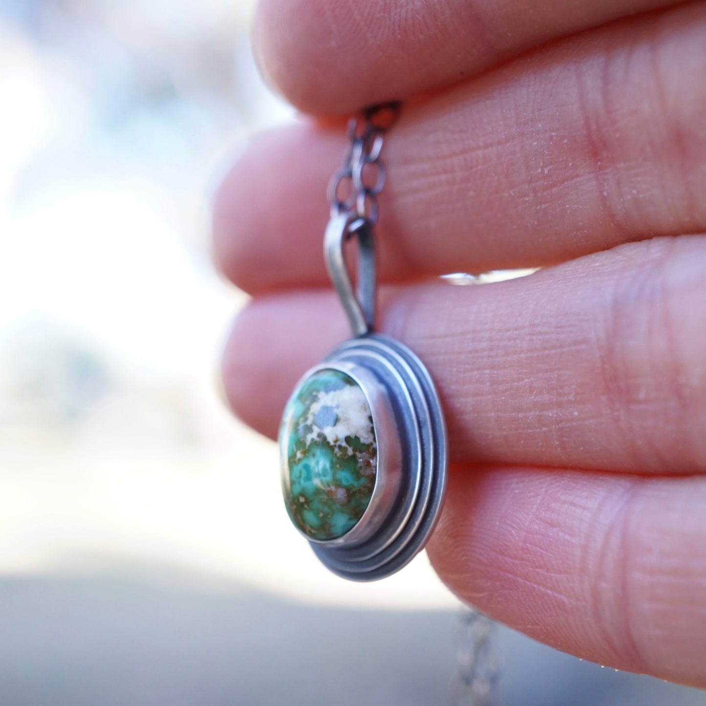 high grade polychrome royston turquoise oval necklace - Lumenrose