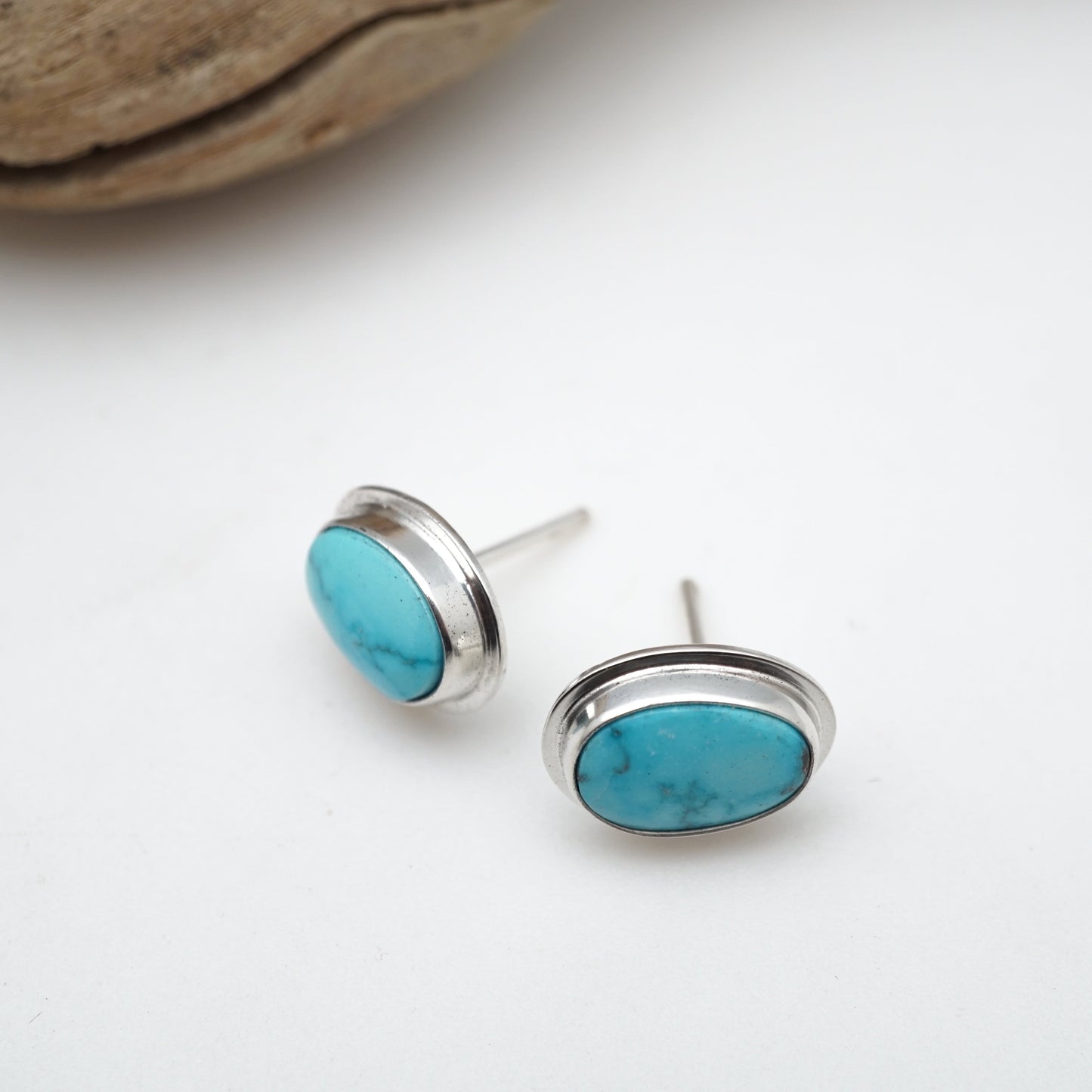 high polish kingman turquoise + silver studs - Lumenrose
