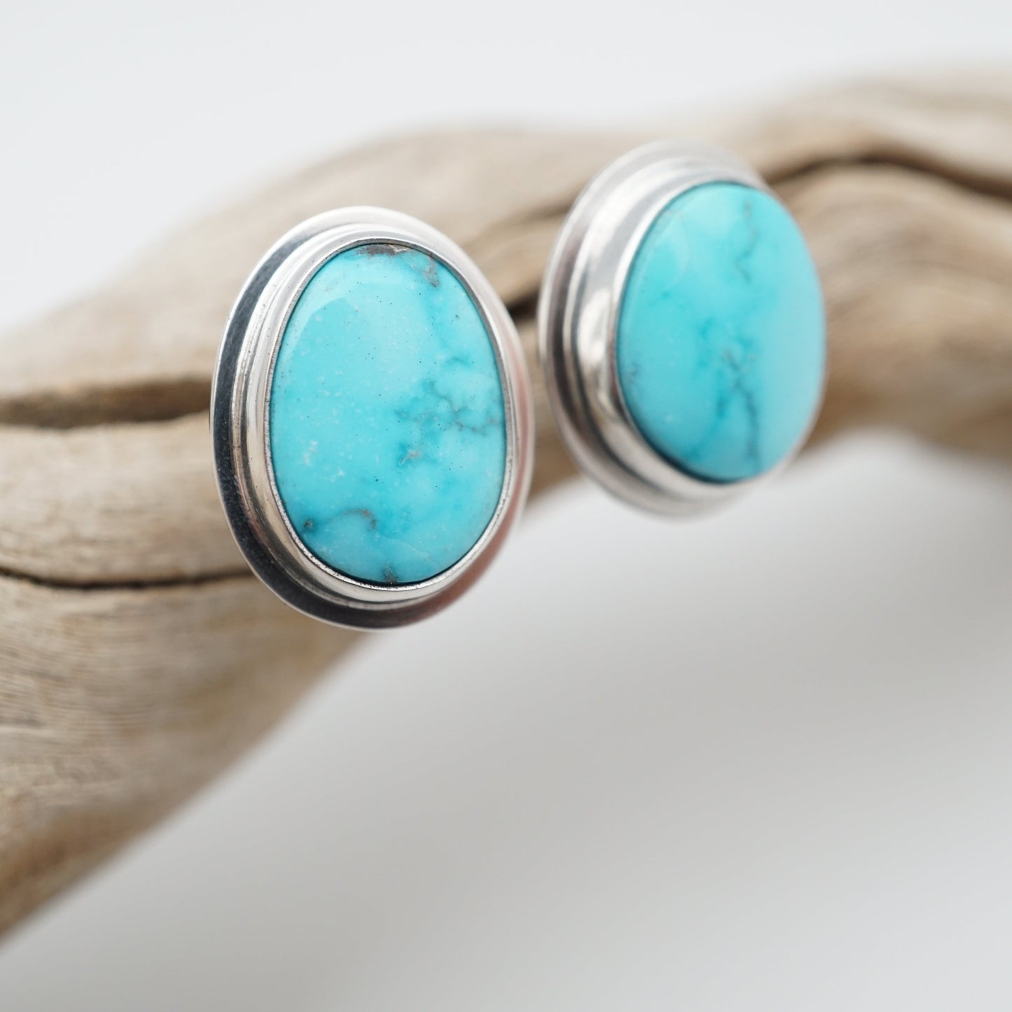 high polish kingman turquoise + silver studs - Lumenrose