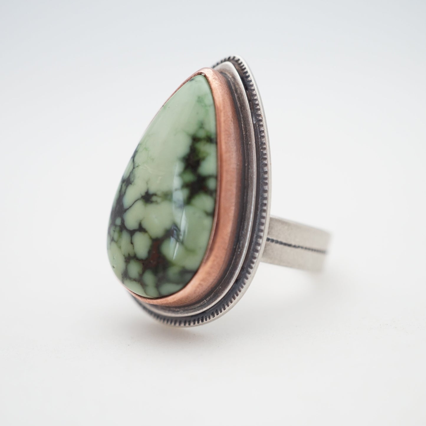 hubei turquoise ring with copper bezel - size 6 - Lumenrose