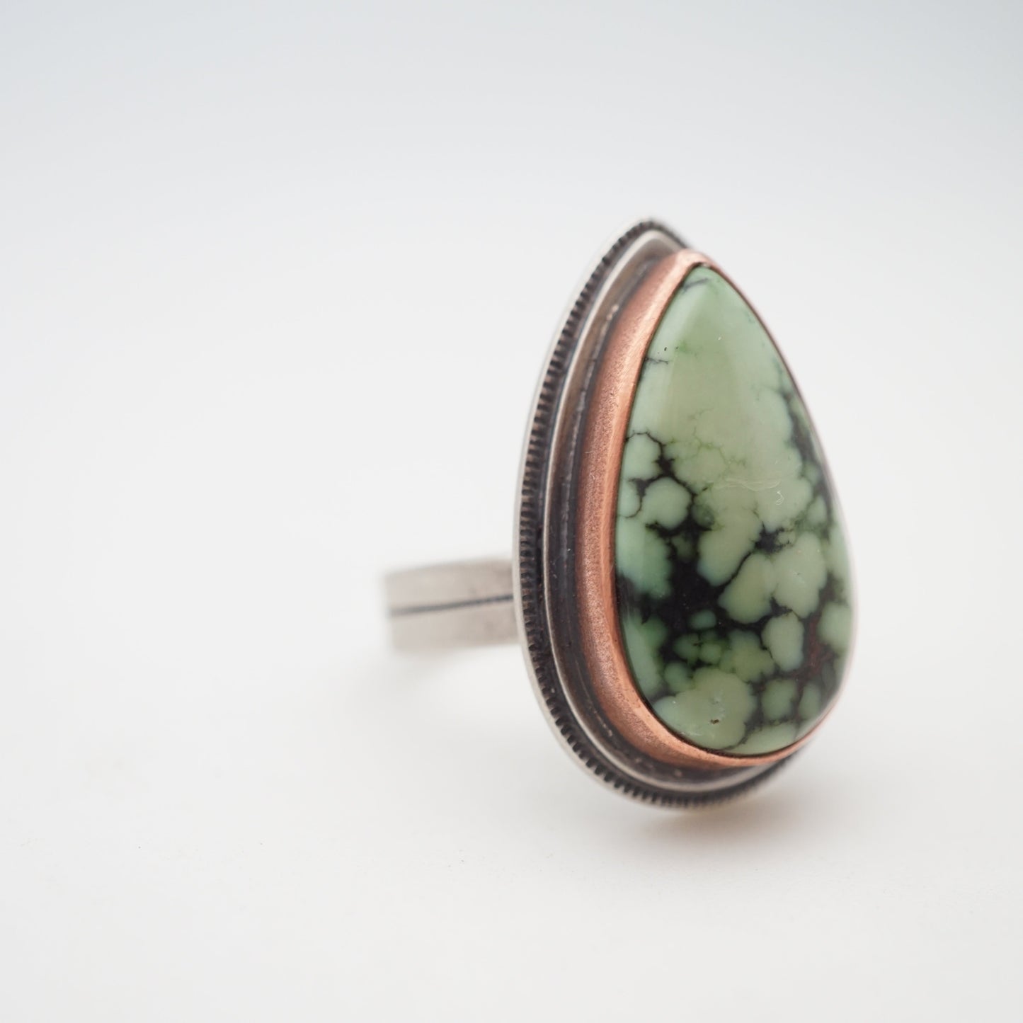 hubei turquoise ring with copper bezel - size 6 - Lumenrose