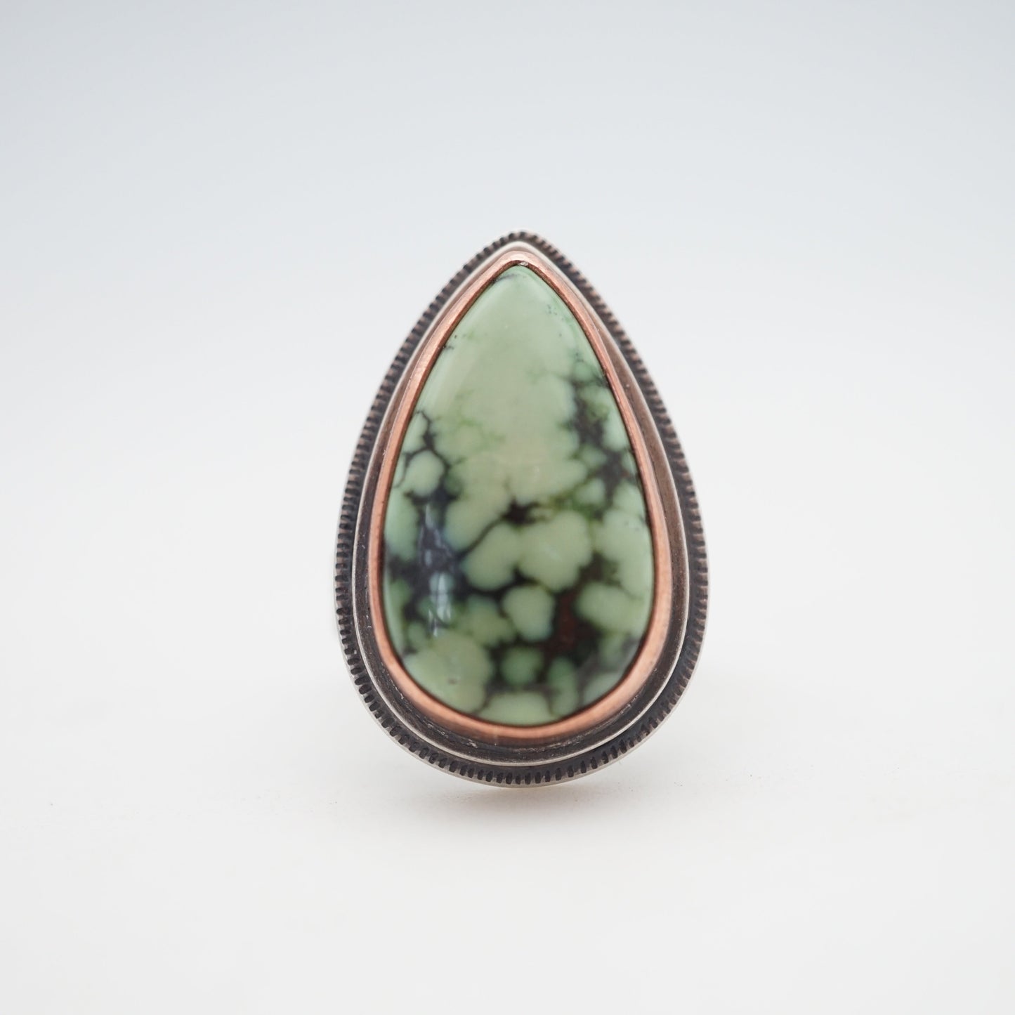 hubei turquoise ring with copper bezel - size 6 - Lumenrose
