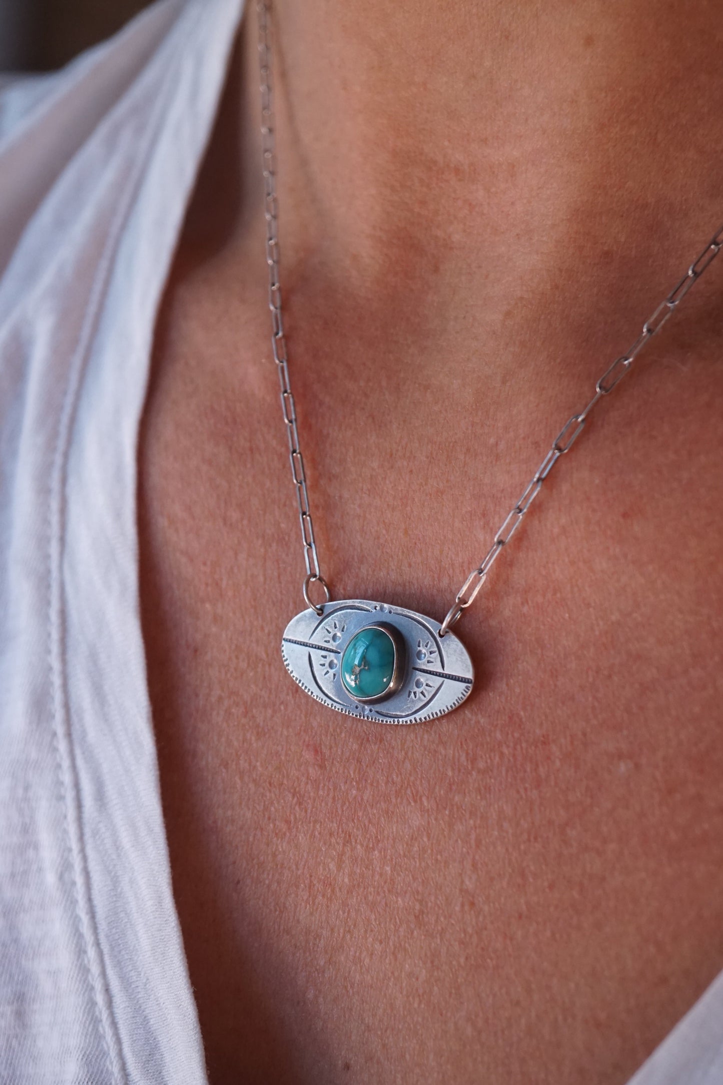 i will speak up necklace #4 - high grade cheyenne turquoise - Lumenrose