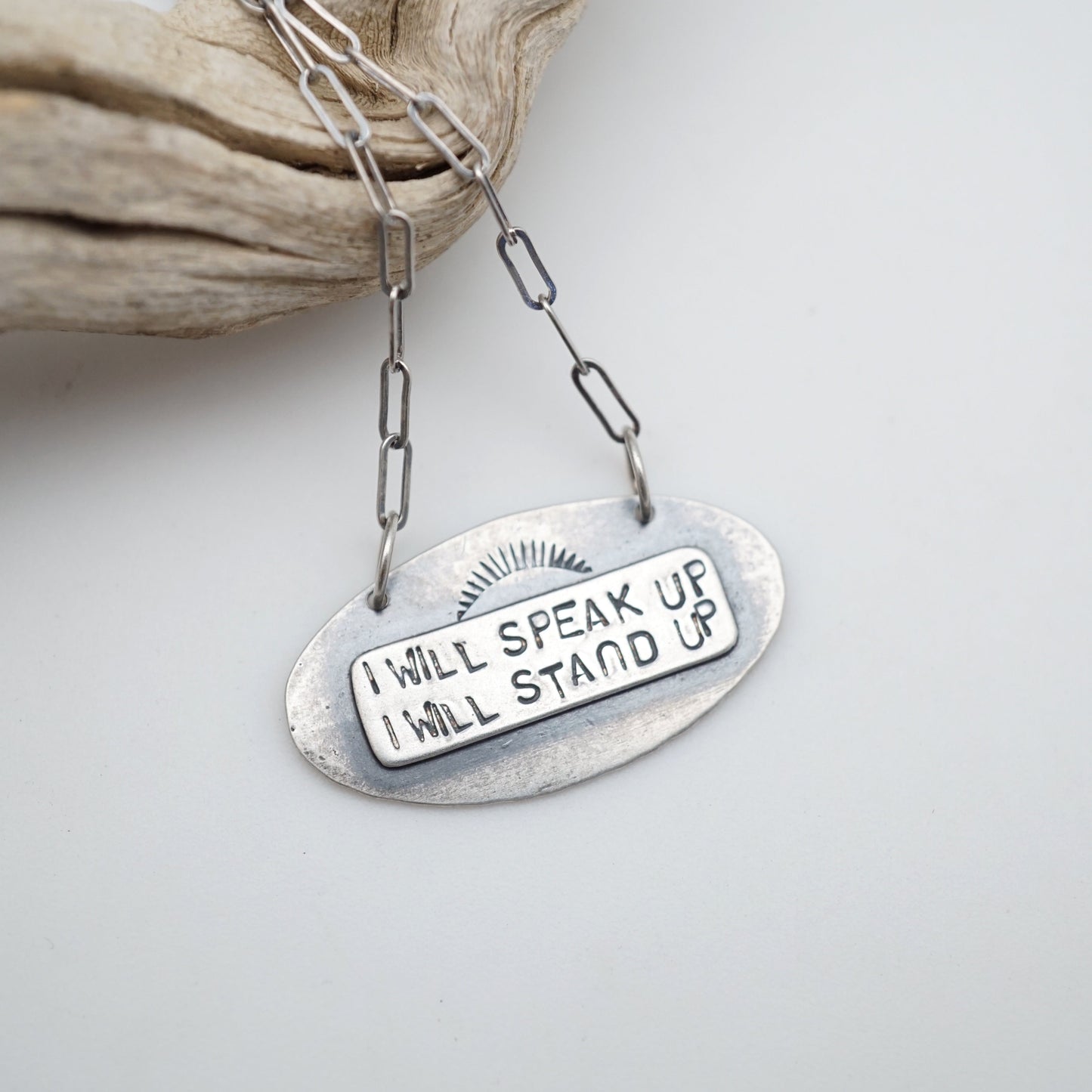 i will speak up necklace #7 & #8 - silver only, reversible - Lumenrose