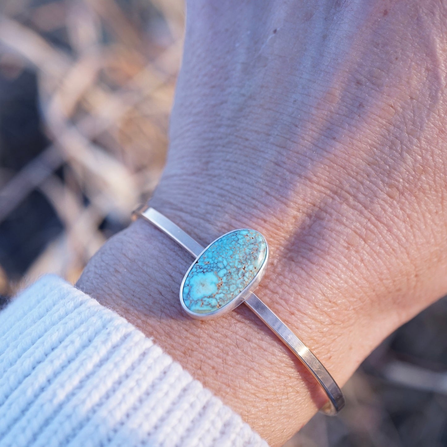 kingman turquoise + 14k goldfill + sterling cuff #1 - Lumenrose