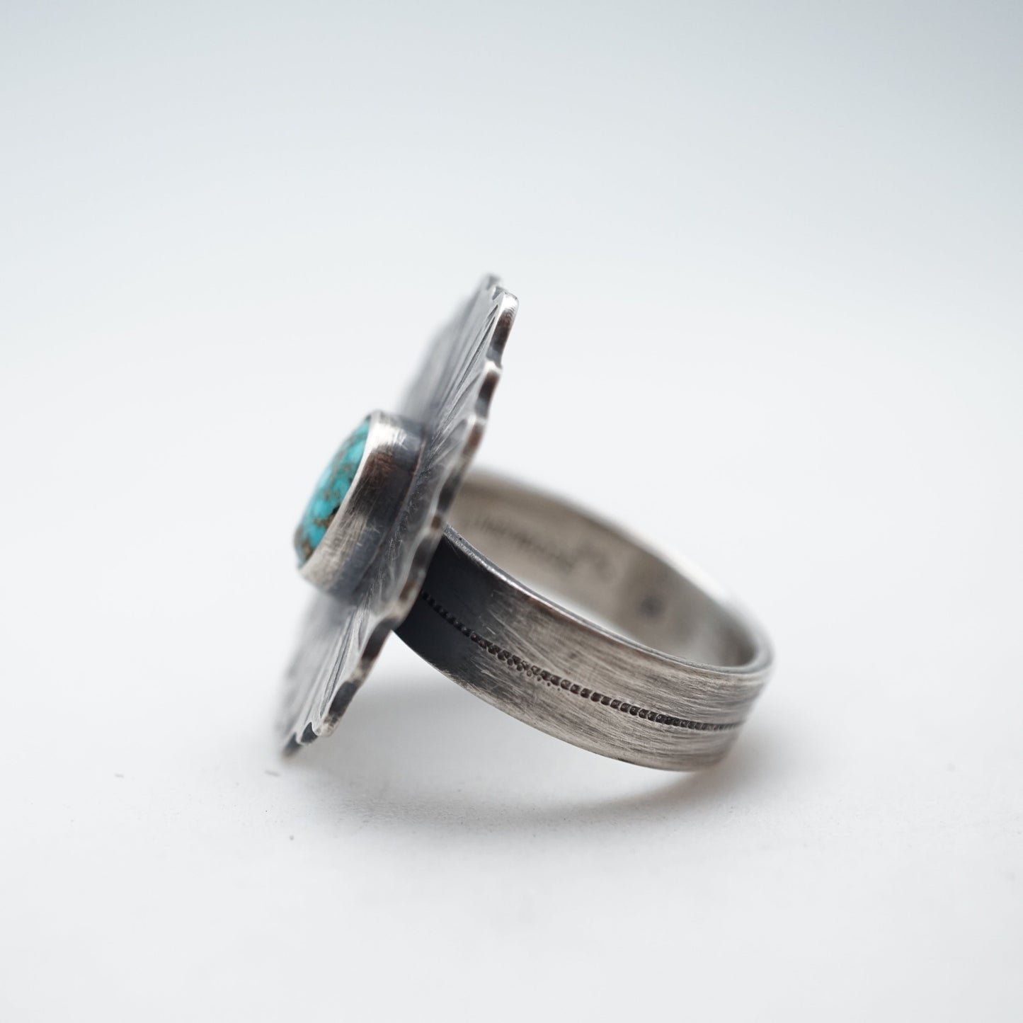 kingman turquoise flower petal ring - size 7 - Lumenrose