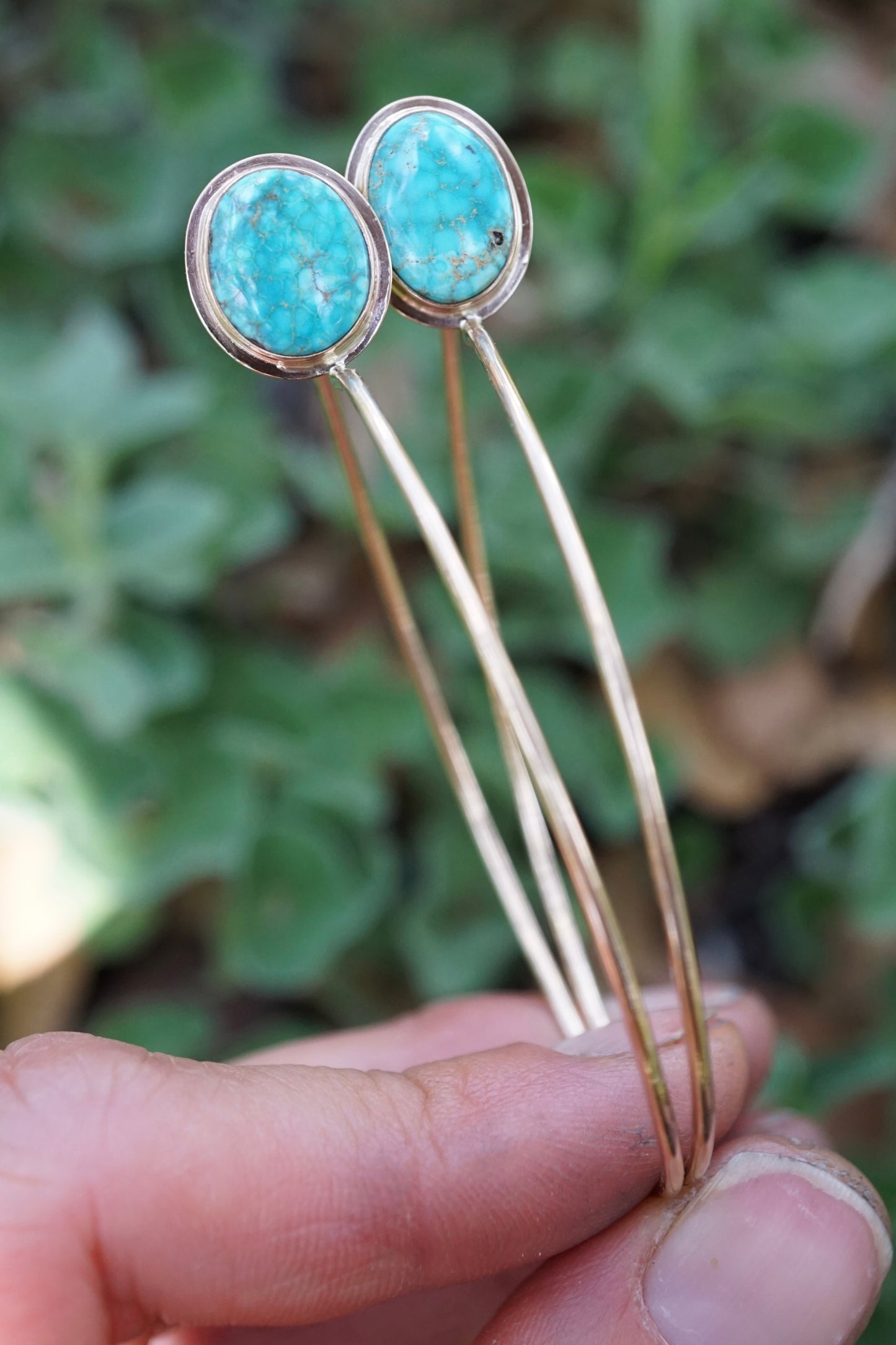 kingman turquoise hoops in 14k goldfill - Lumenrose