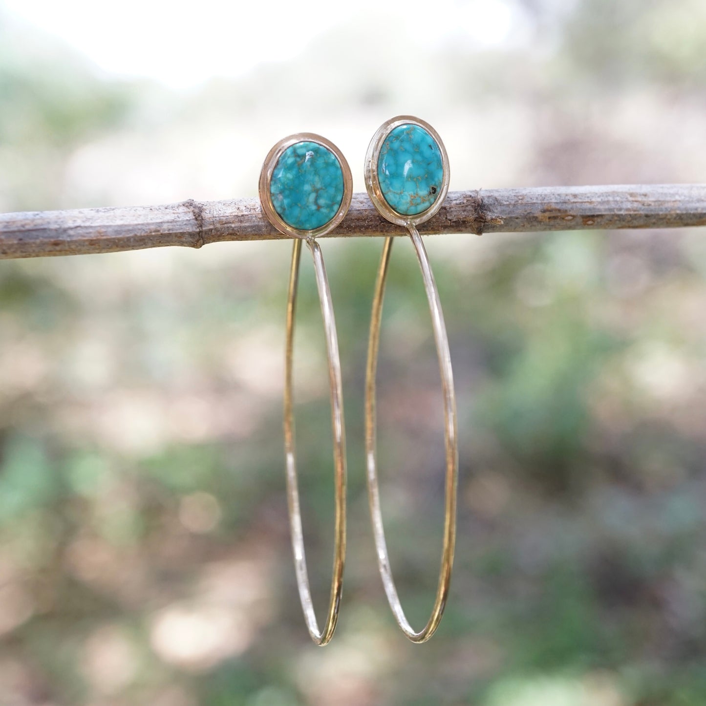kingman turquoise hoops in 14k goldfill - Lumenrose