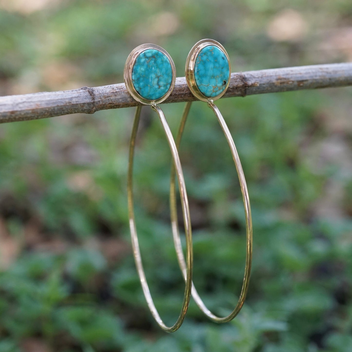 kingman turquoise hoops in 14k goldfill - Lumenrose