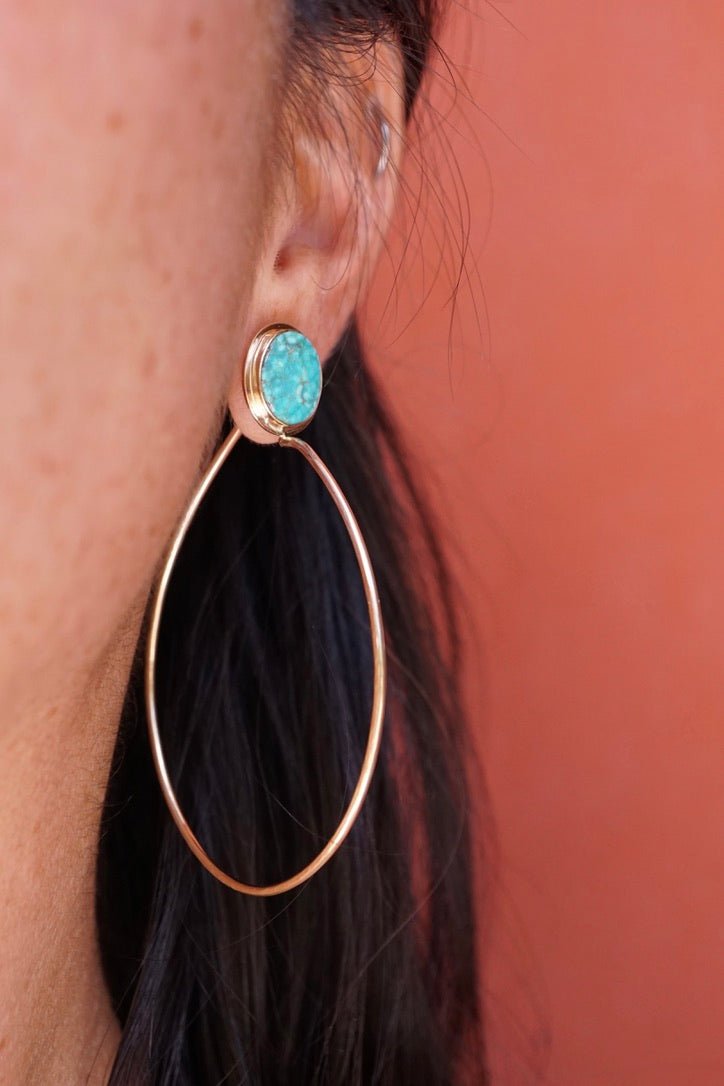kingman turquoise hoops in 14k goldfill - Lumenrose