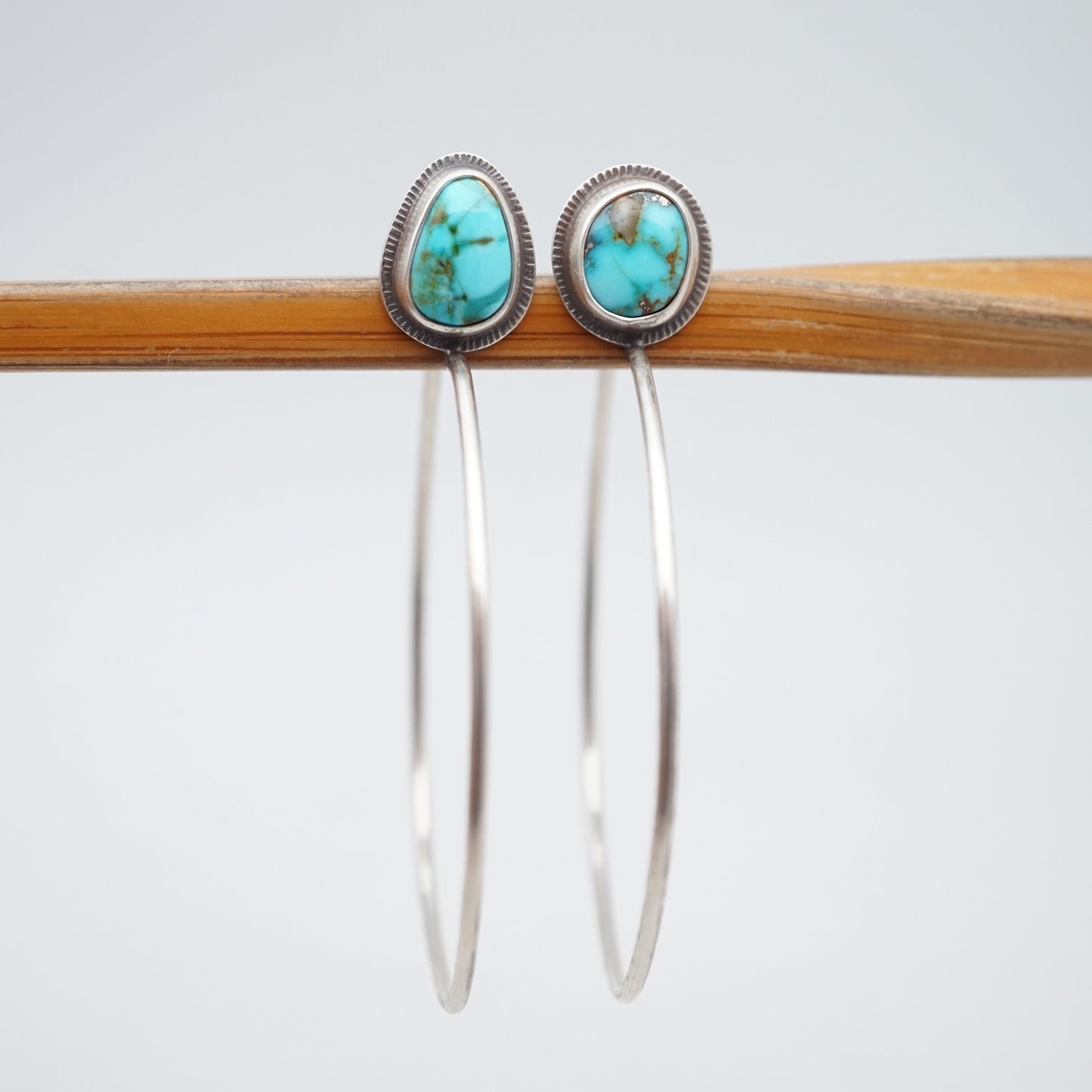 kingman turquoise + silver hoops - SMALL SIZE - Lumenrose