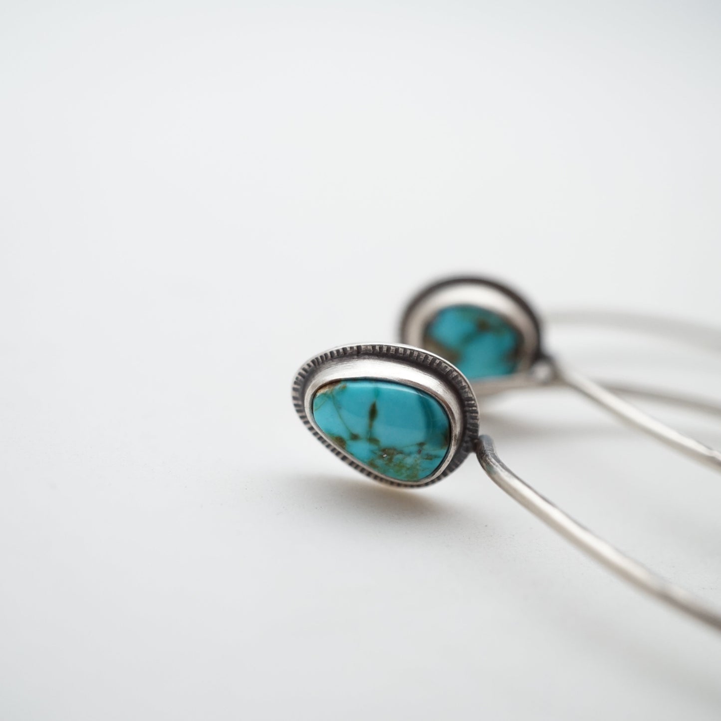kingman turquoise + silver hoops - SMALL SIZE - Lumenrose