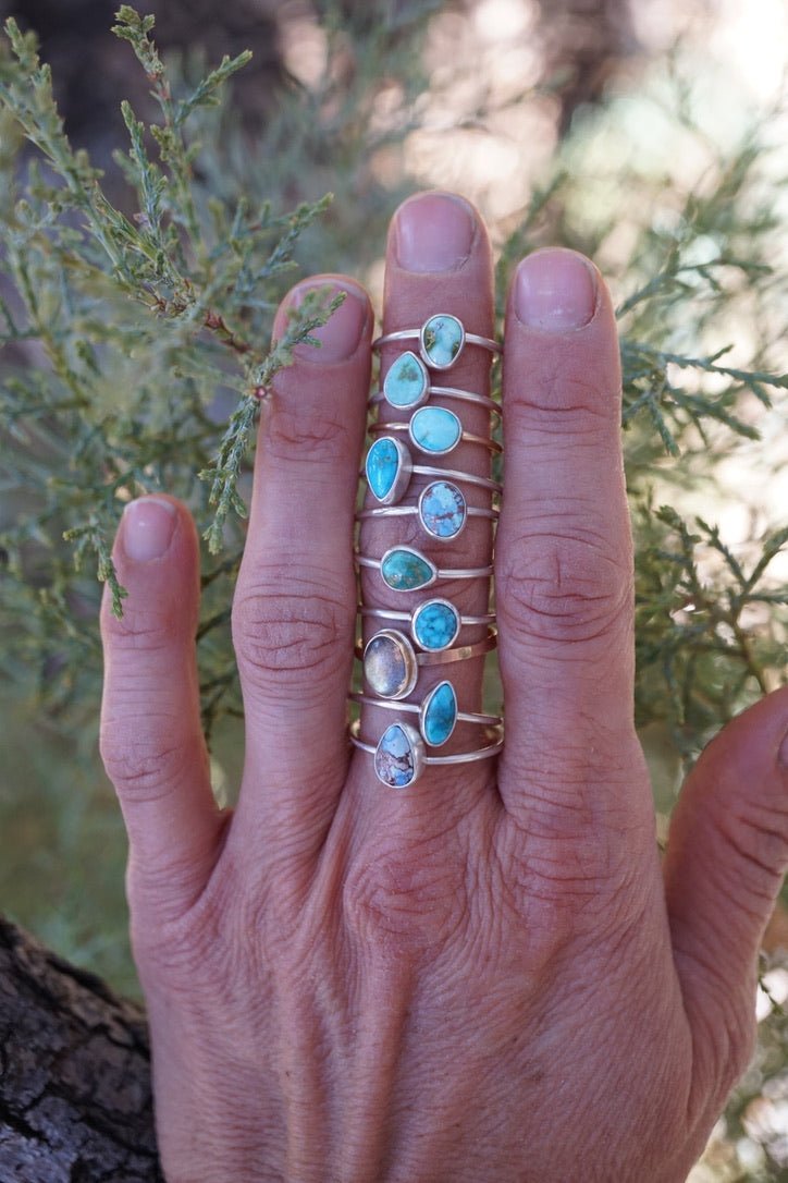 labradorite stacking ring + 14k goldfill band - size 8 - Lumenrose