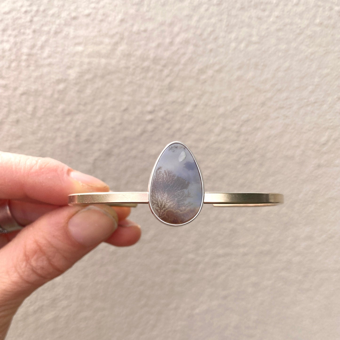 lavender fields cuff #2- dendritic agate + 14k goldfill + sterling - Lumenrose