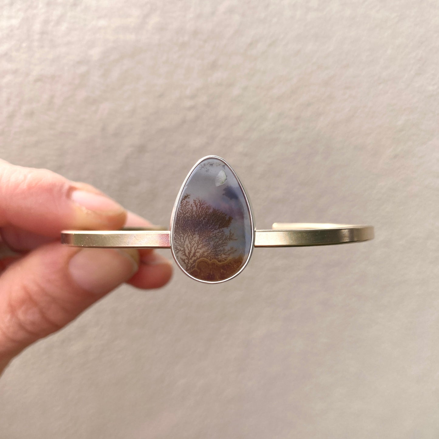 lavender fields cuff #2- dendritic agate + 14k goldfill + sterling - Lumenrose