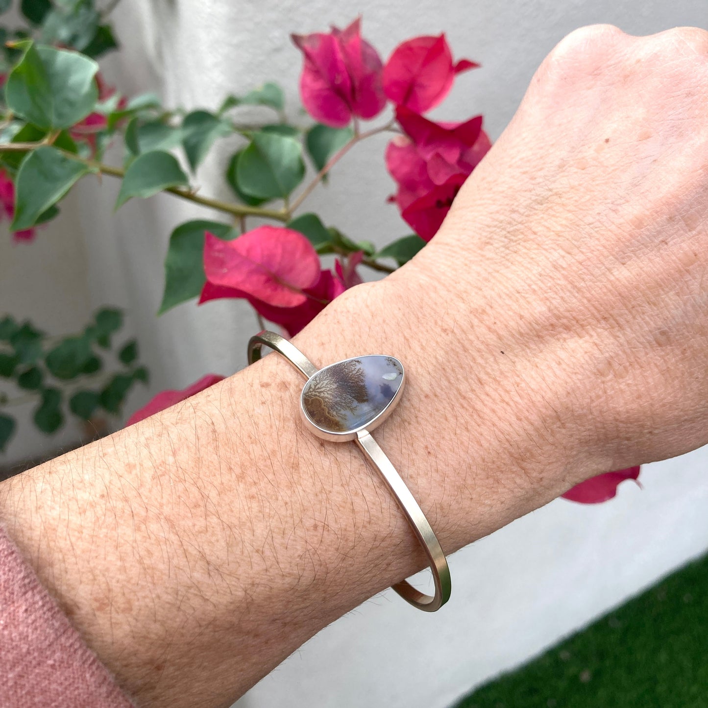 lavender fields cuff #2- dendritic agate + 14k goldfill + sterling - Lumenrose