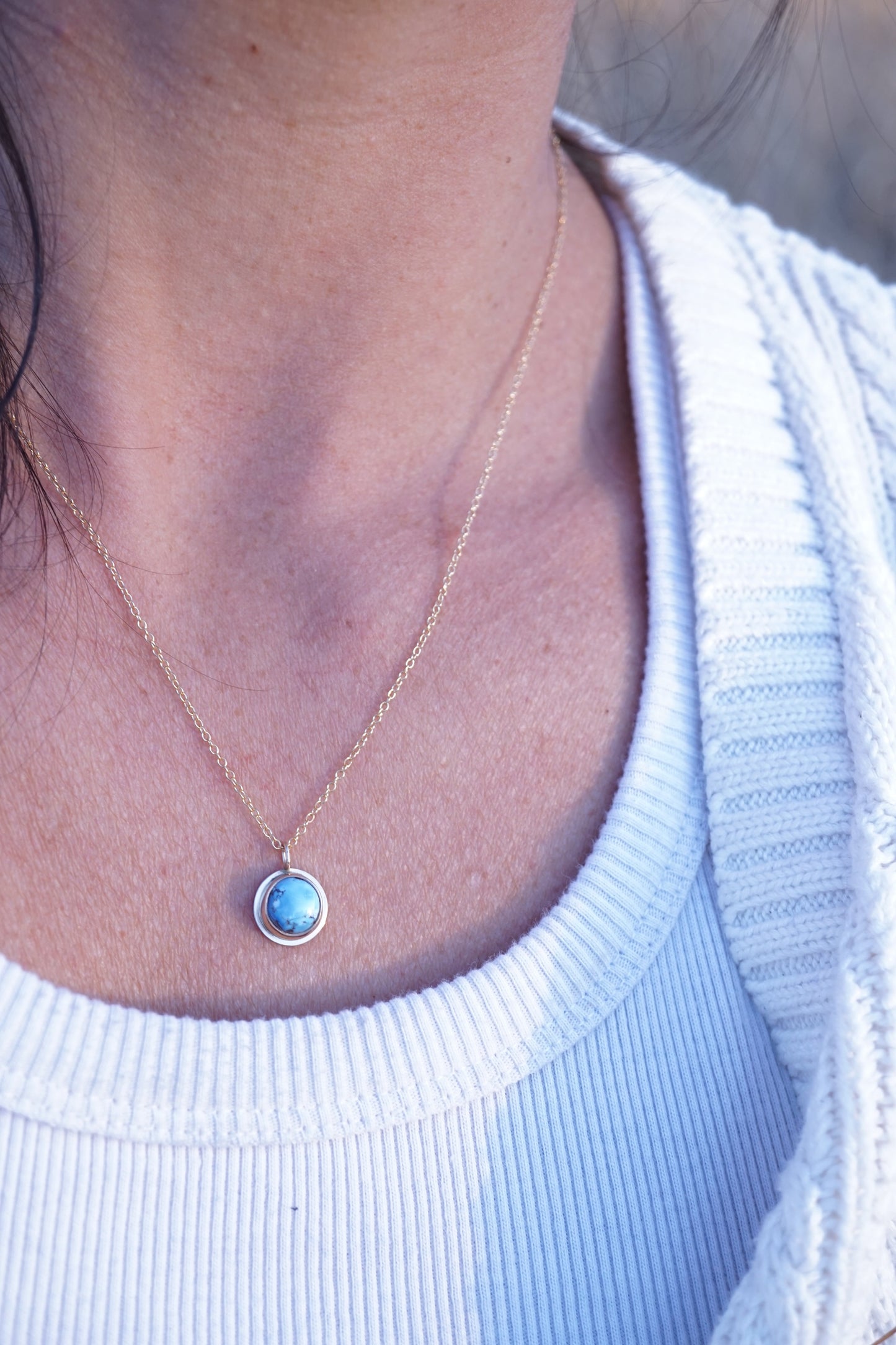 lavender turquoise + 14k goldfill dainty necklace - Lumenrose
