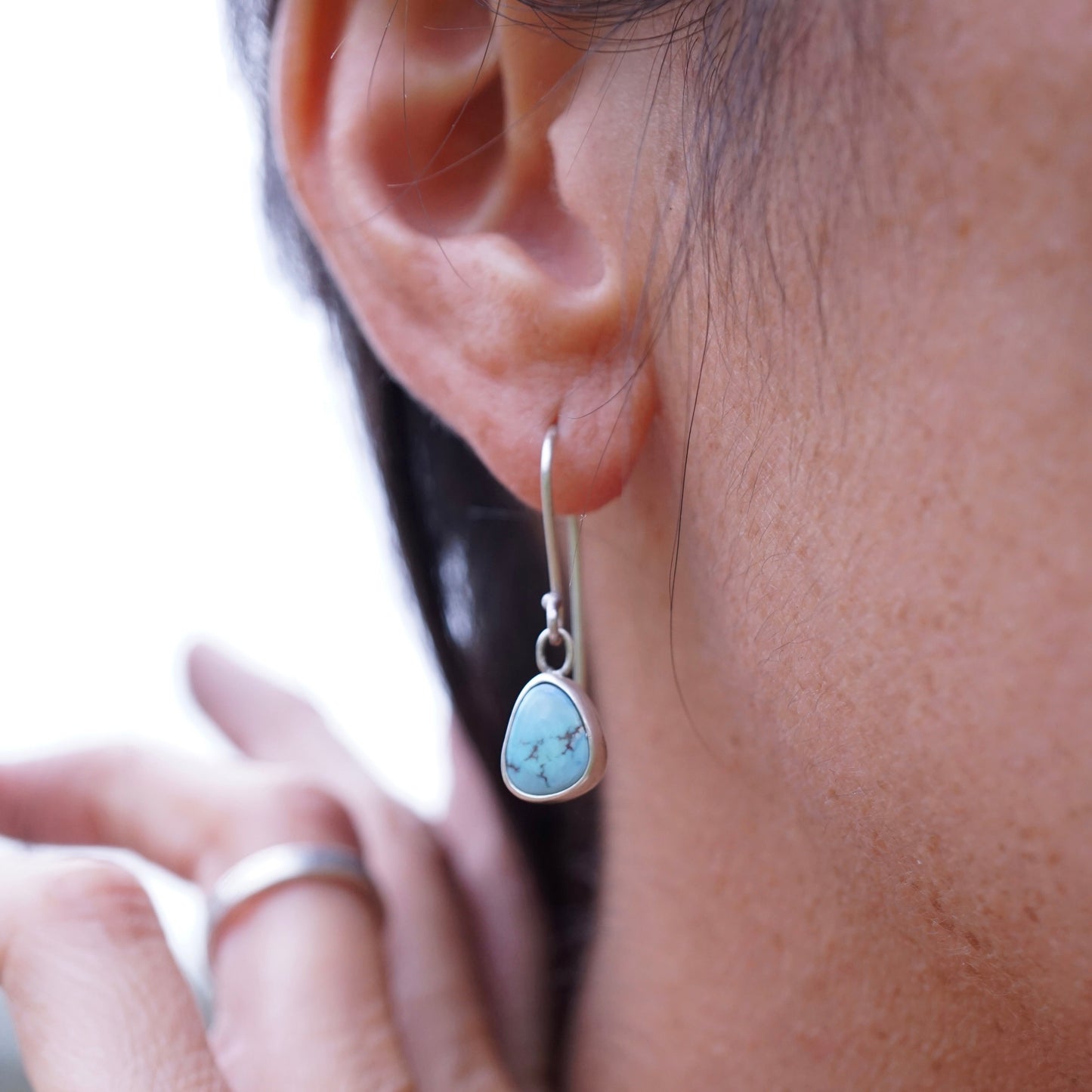 lavender turquoise drop earrings - discounted for slightly chipped stone - Lumenrose