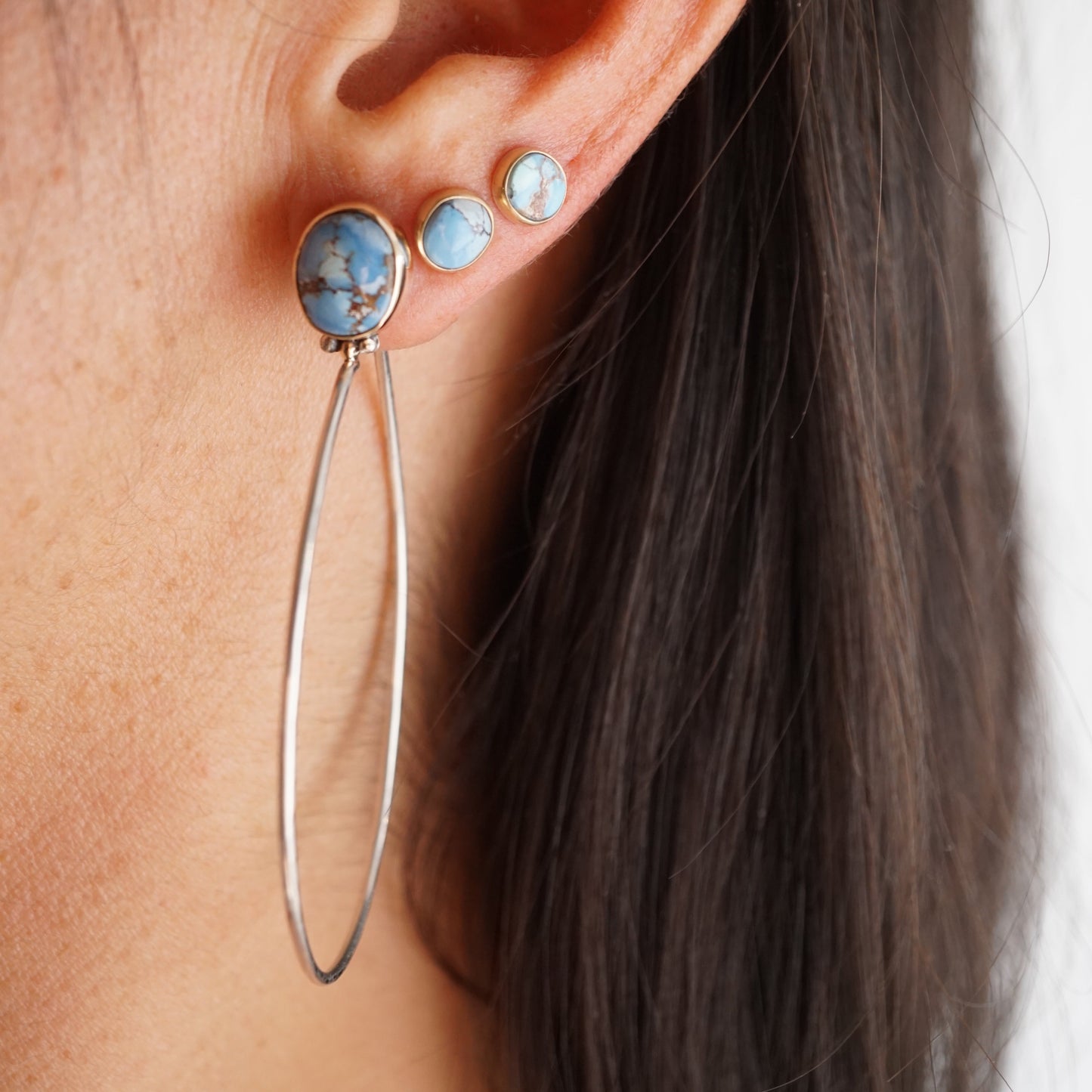 lavender turquoise SINGLE STUD #2 - 14k gold + silver - Lumenrose