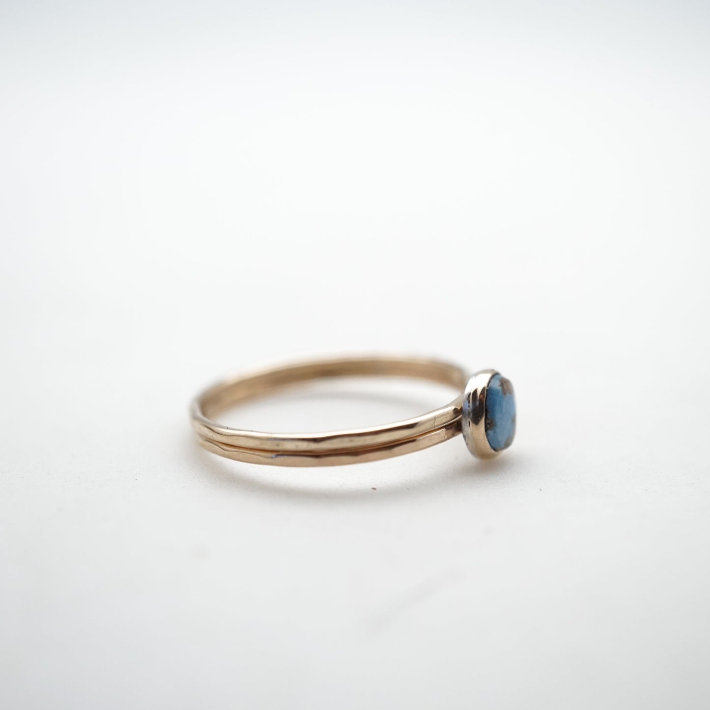 lavender turquoise stacking ring set in 14k gold + silver - size 6.5 - Lumenrose