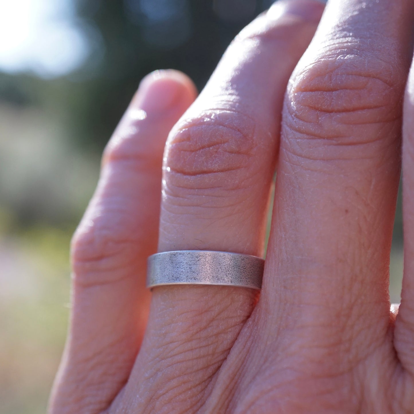 lightly textured silver ring band - size 5.5 - Lumenrose