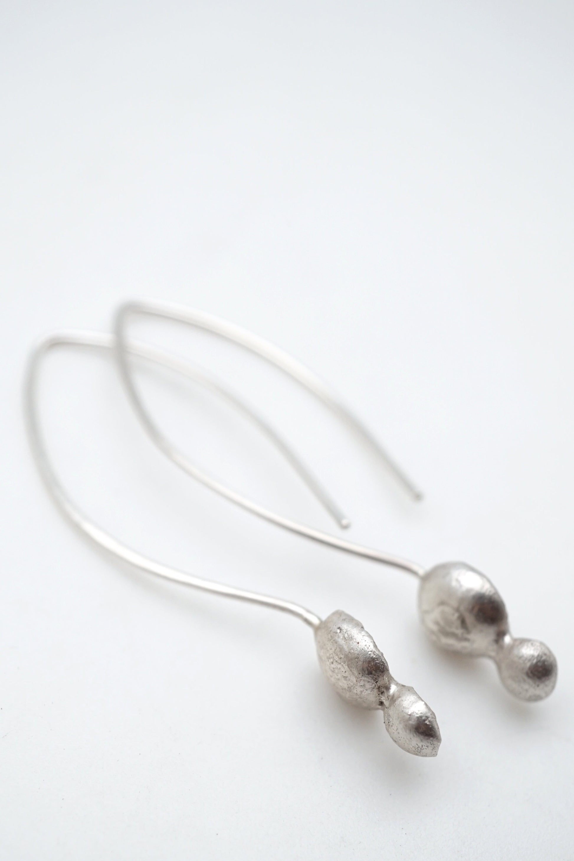 liquid silver double drop dangle earrings - Lumenrose
