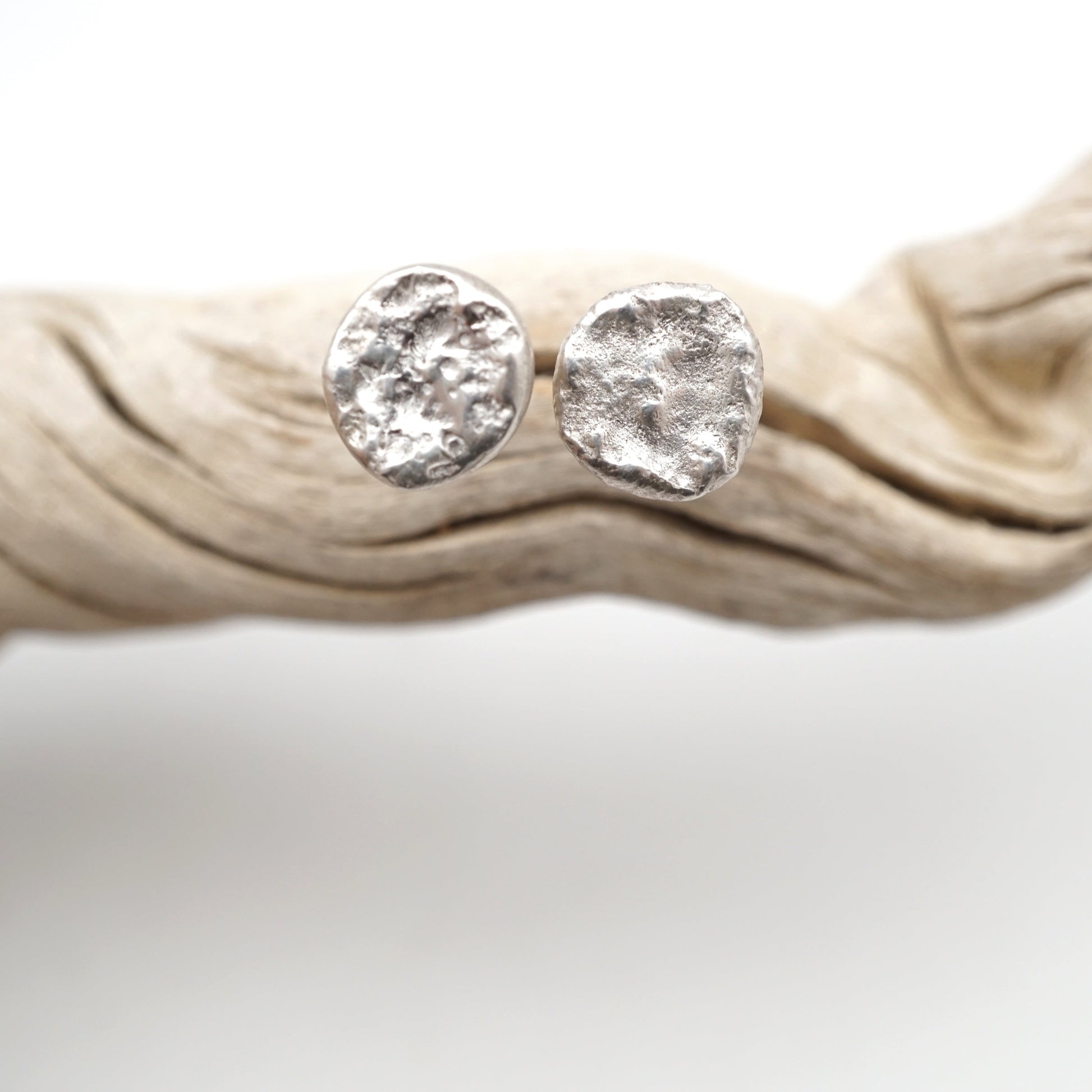 liquid silver drop studs - large - Lumenrose