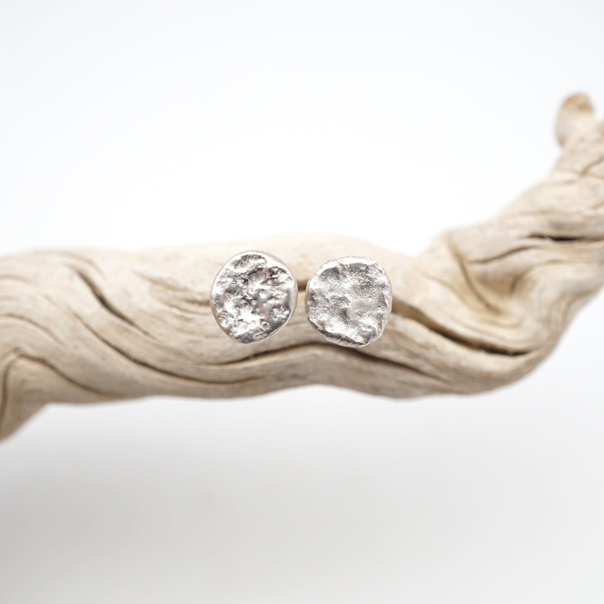 liquid silver drop studs - large - Lumenrose