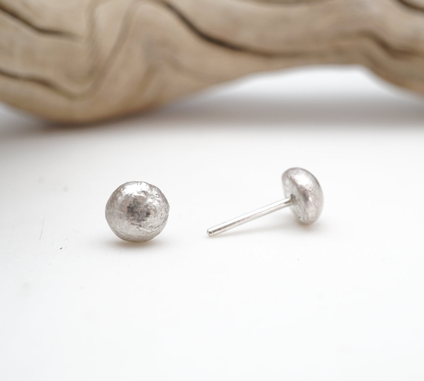 liquid silver drop studs - medium - Lumenrose
