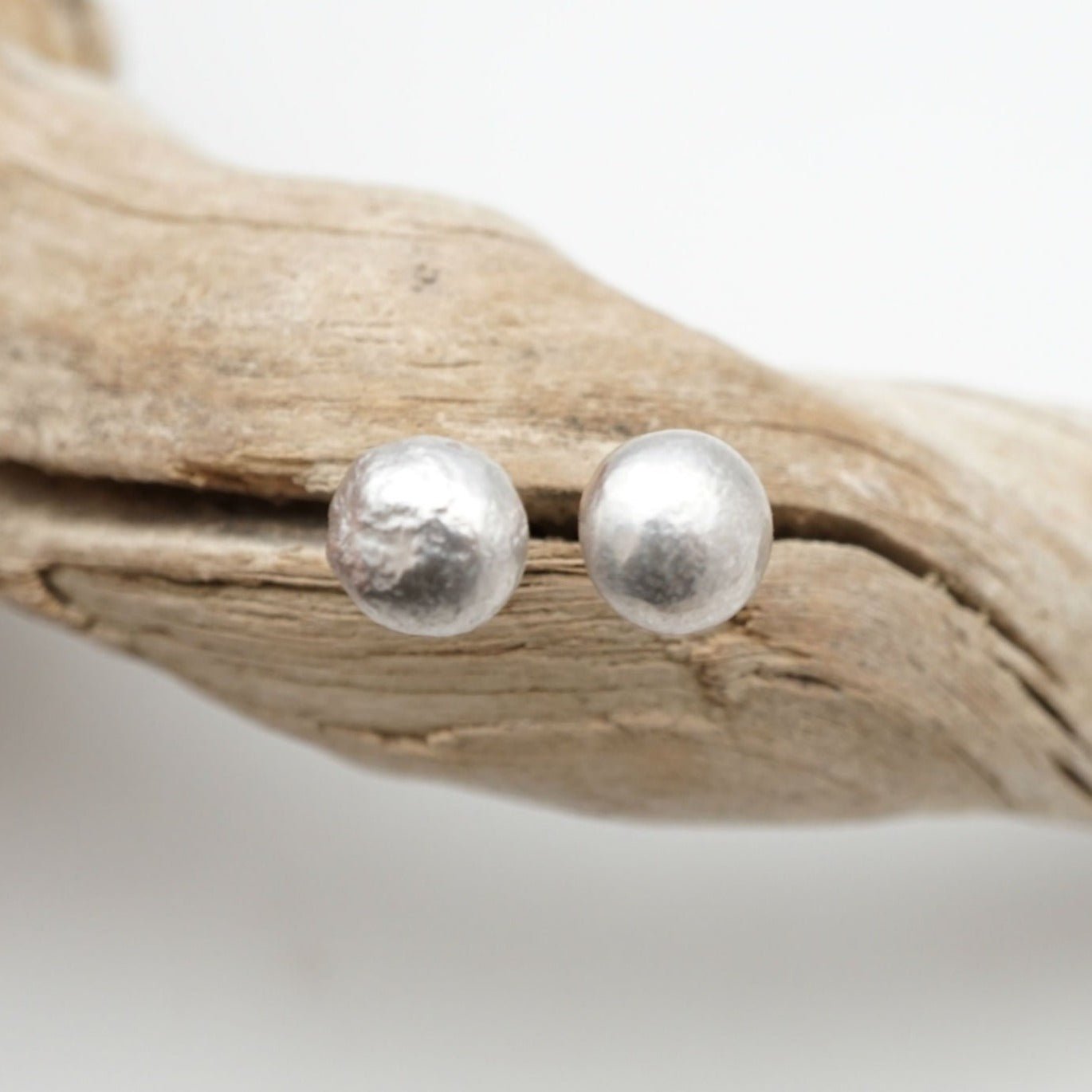 liquid silver drop studs - medium - Lumenrose
