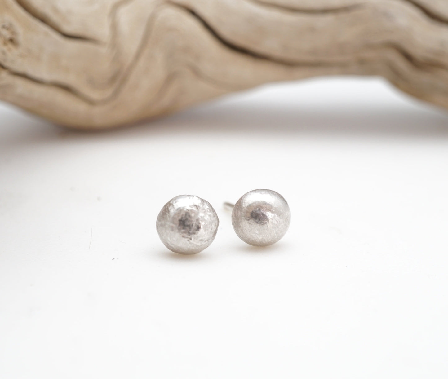 liquid silver drop studs - medium - Lumenrose