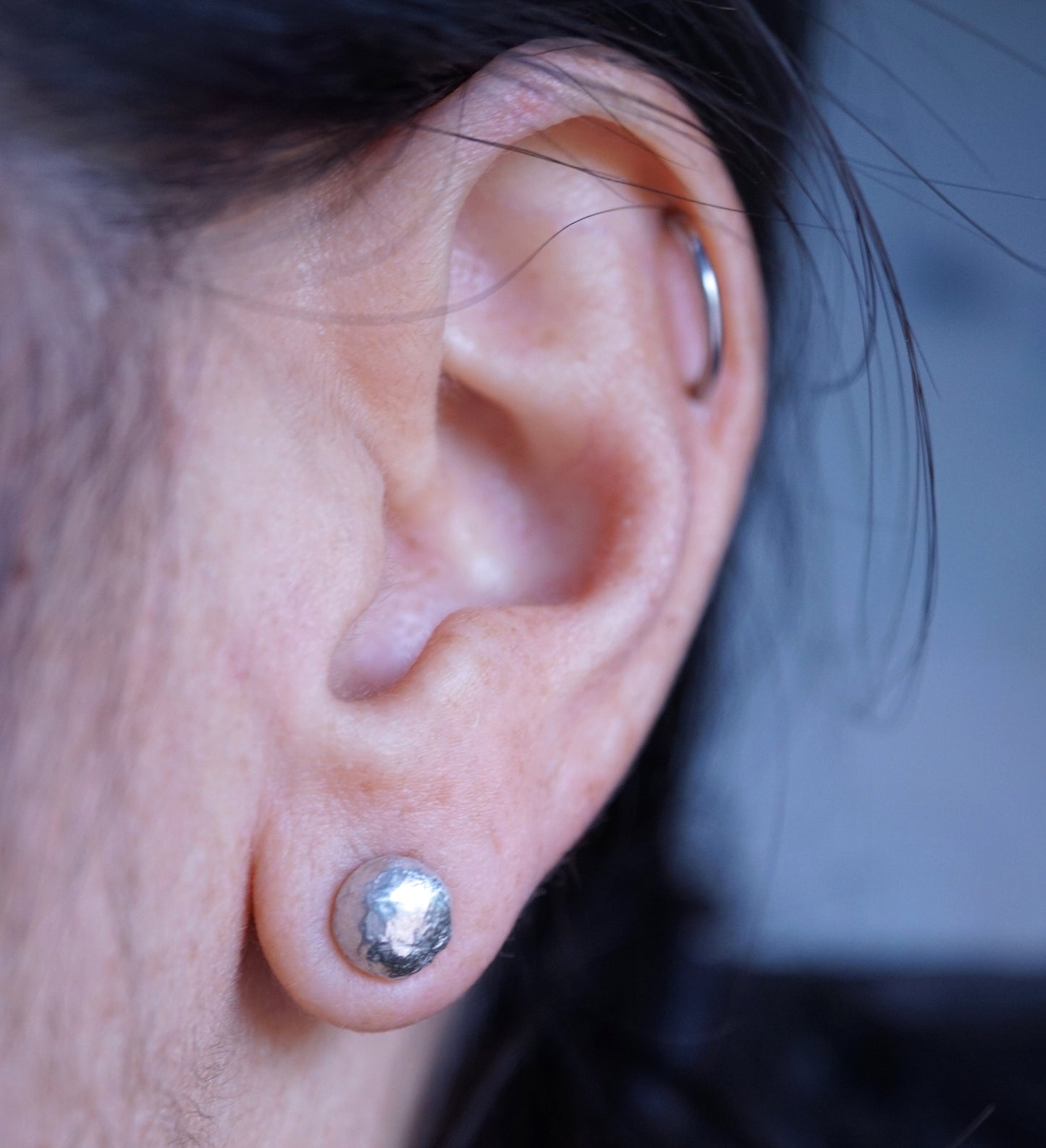liquid silver drop studs - medium - Lumenrose