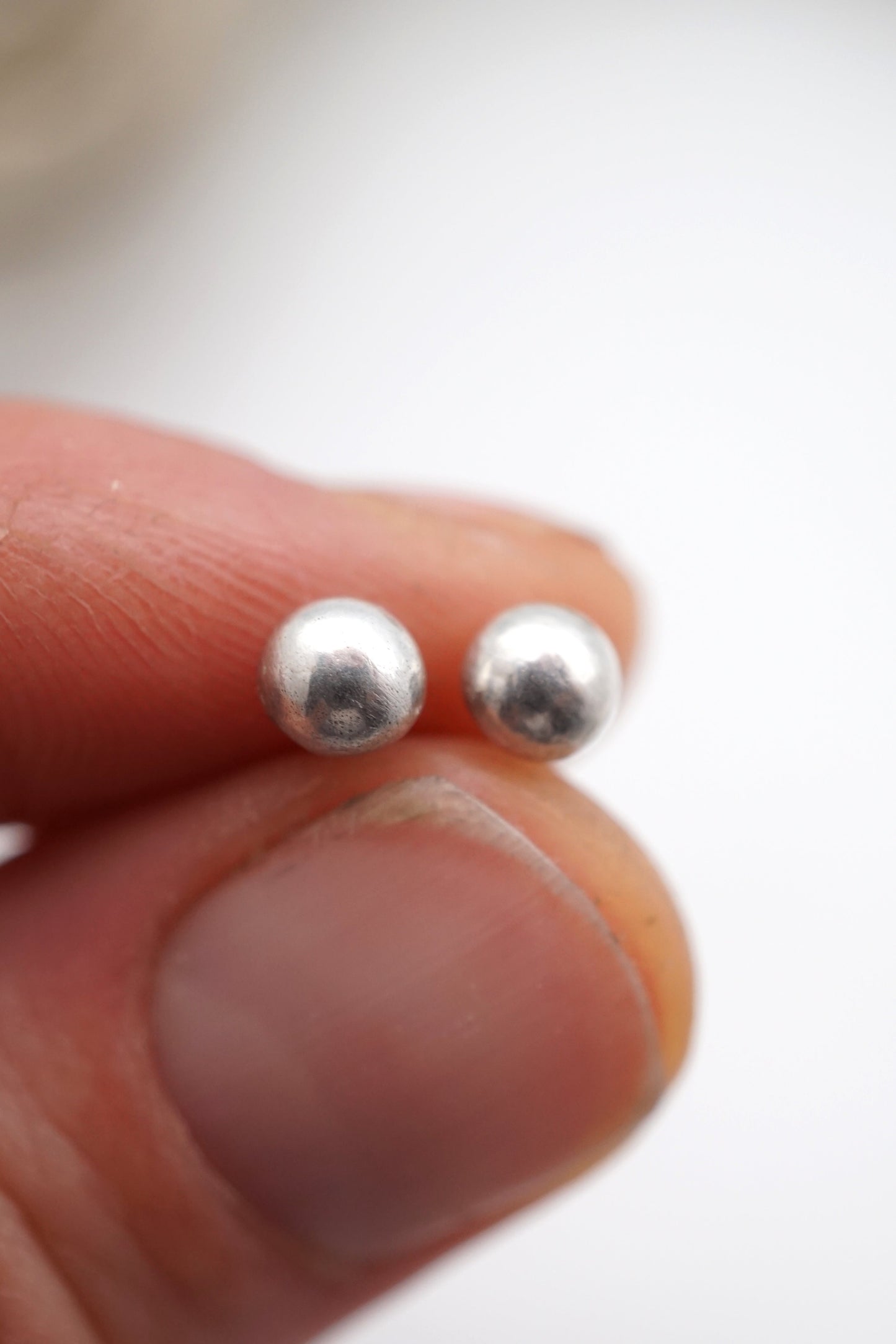 liquid silver drop studs - small - Lumenrose