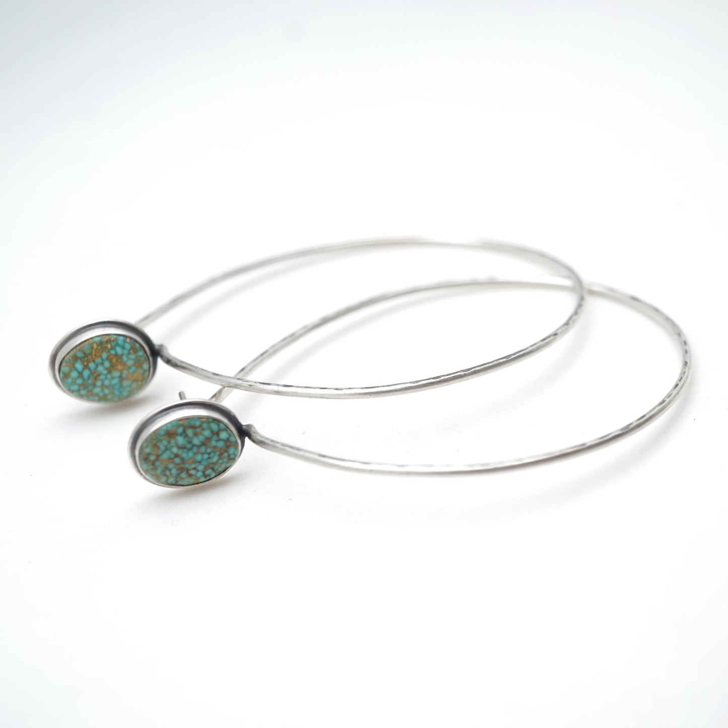 microweb turquoise mountain turquoise + silver hoops - Lumenrose