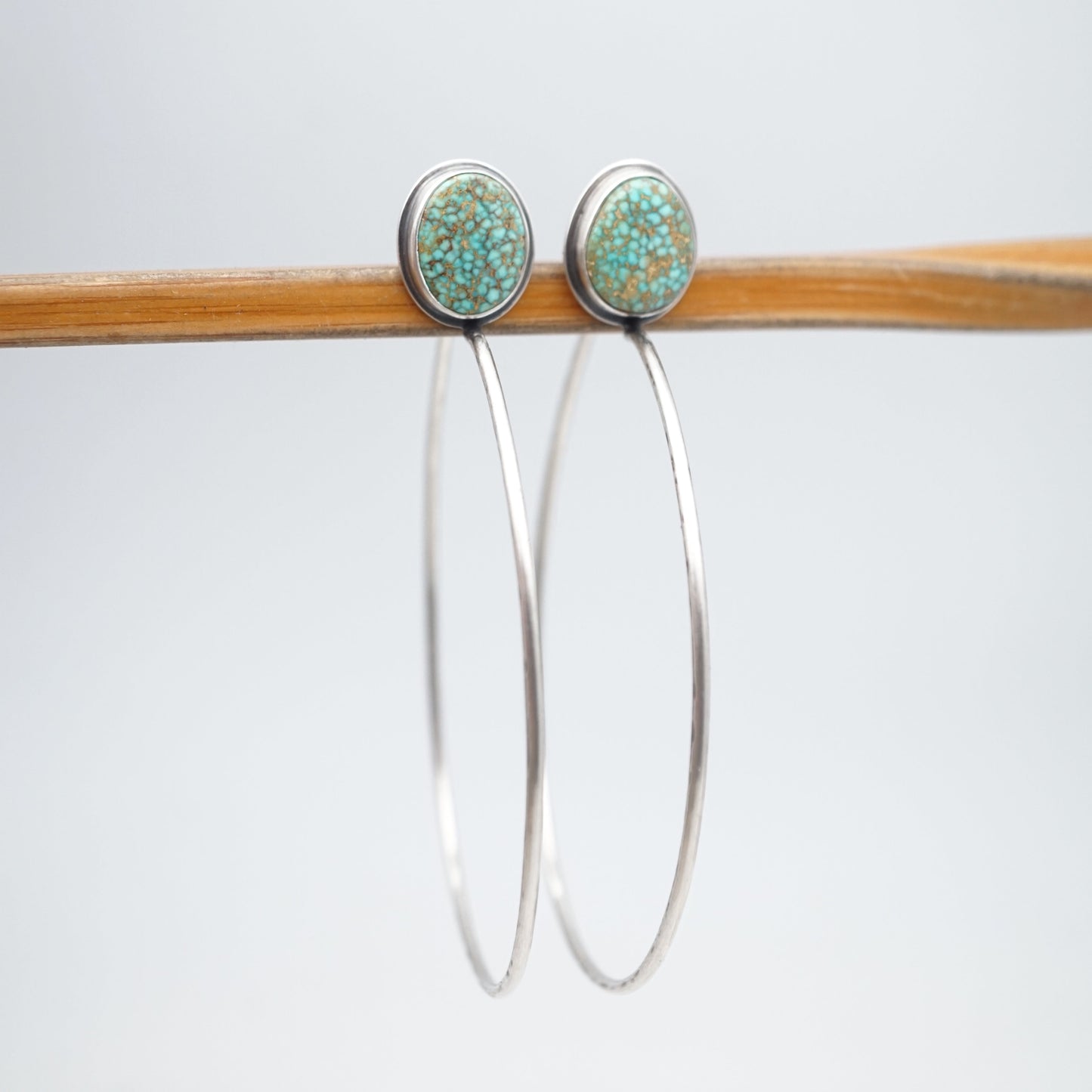 microweb turquoise mountain turquoise + silver hoops - Lumenrose