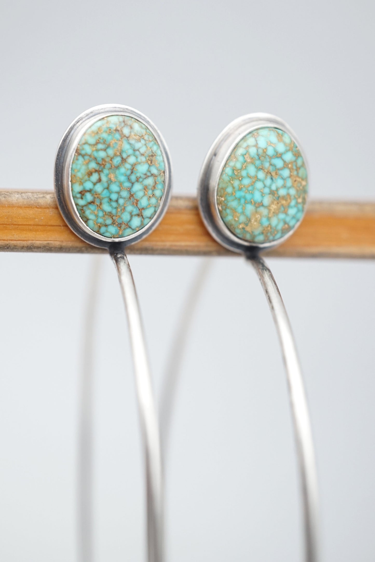 microweb turquoise mountain turquoise + silver hoops - Lumenrose