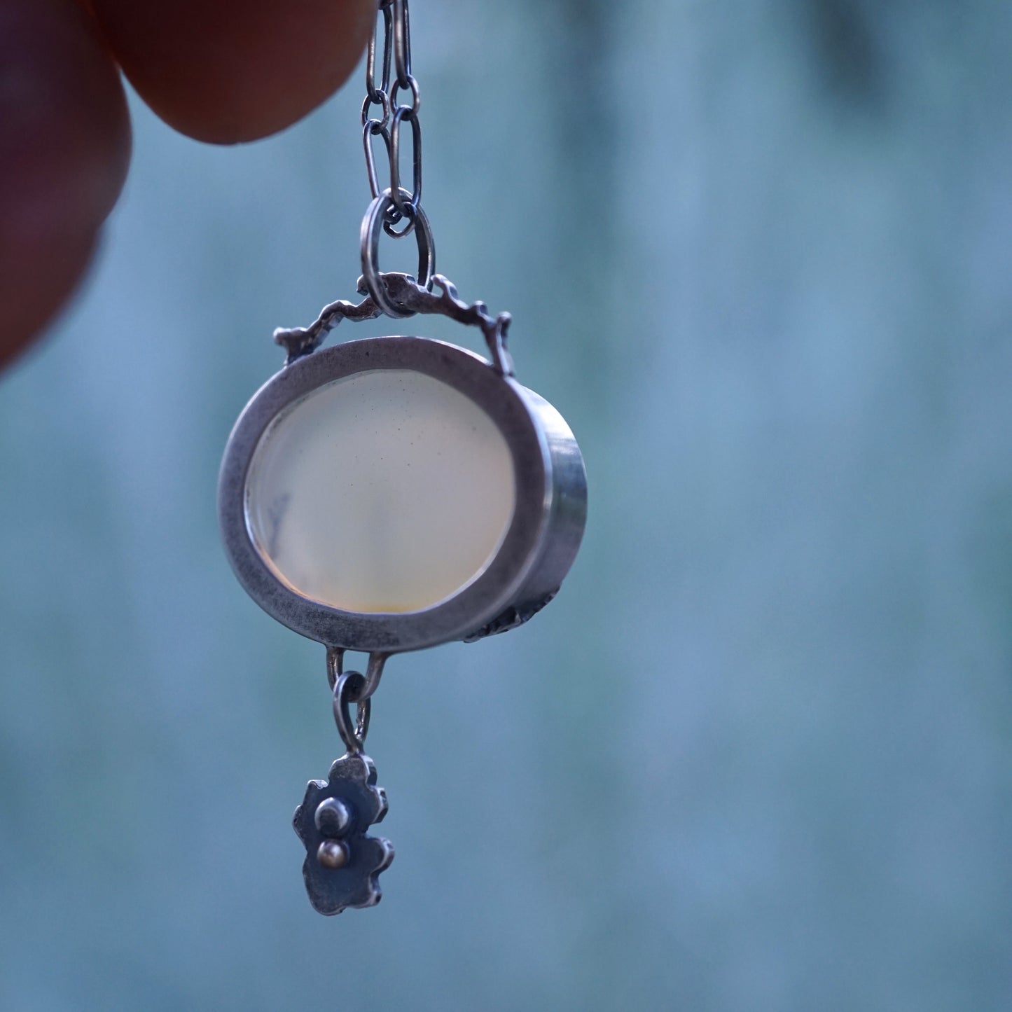 narmada river dendritic agate necklace with dendrite charm - Lumenrose
