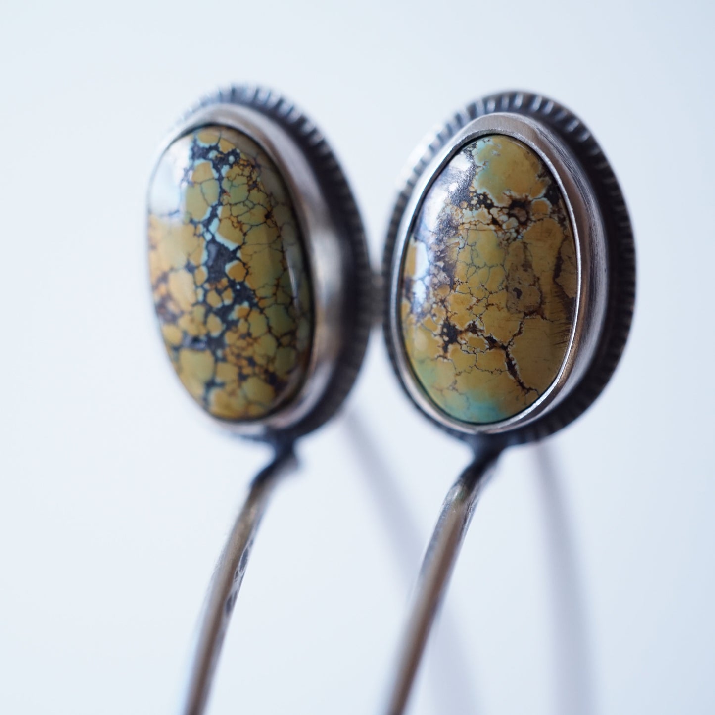 ochre blue moon turquoise + silver hoops - Lumenrose