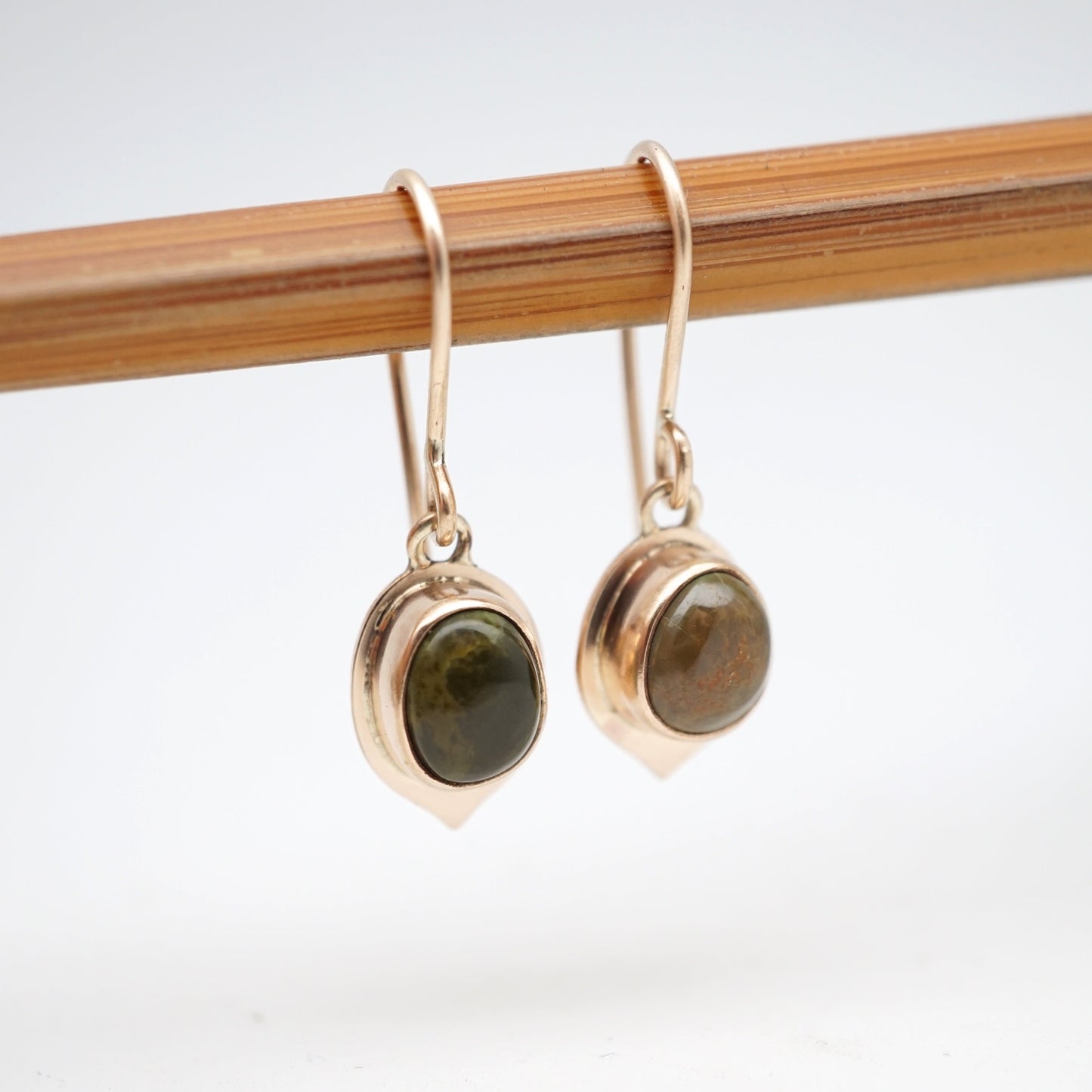 olive brown royston turquoise + 14k goldfill teardrop dangle earrings - Lumenrose