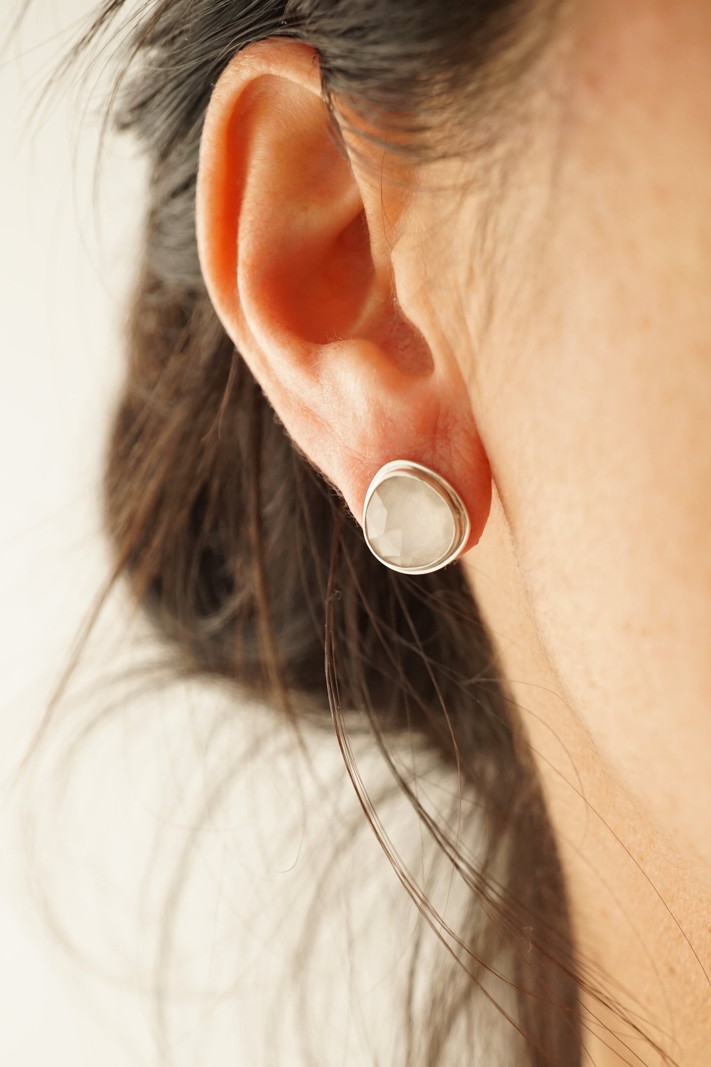 pale rose quartz large studs - Lumenrose