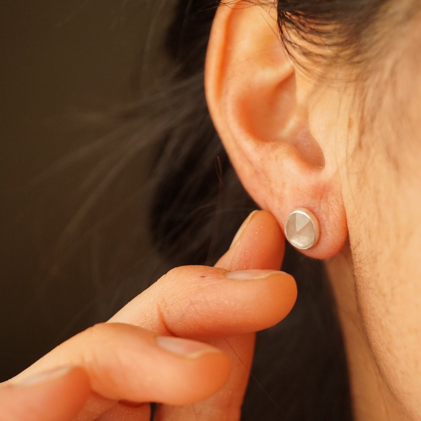 pale rose quartz tiny studs - Lumenrose