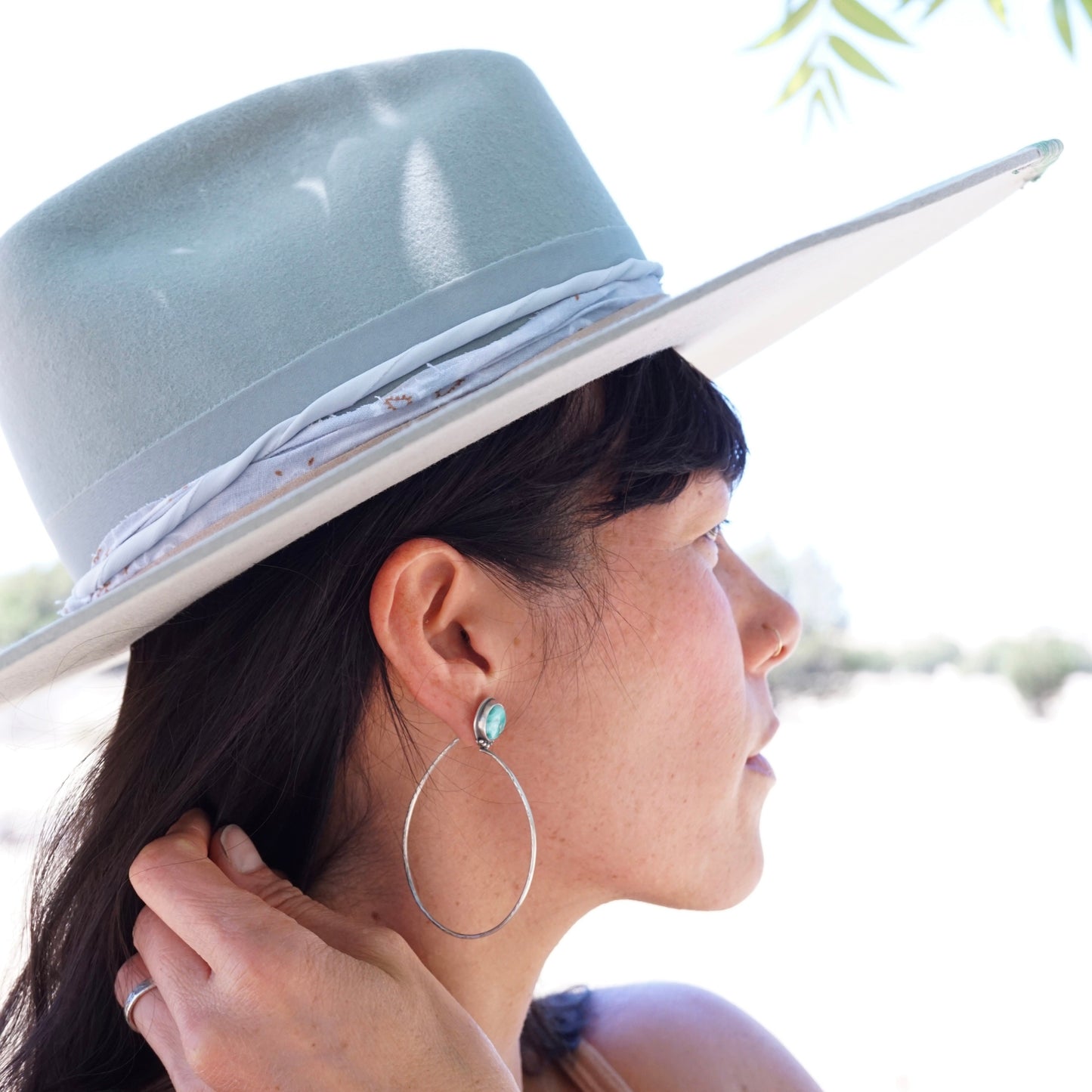 pastel blue verde valley turquoise hoops - Lumenrose