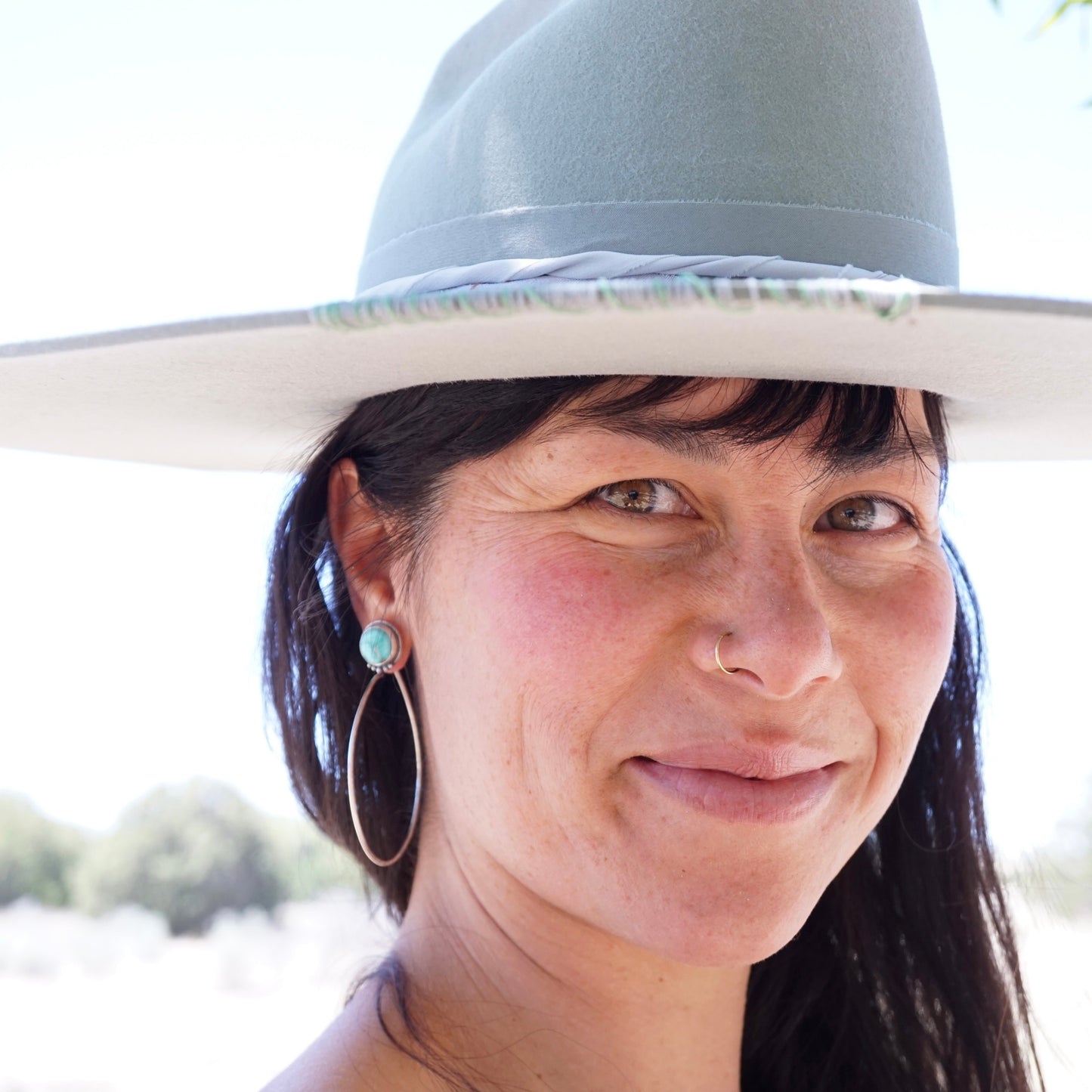 pastel blue verde valley turquoise hoops - Lumenrose