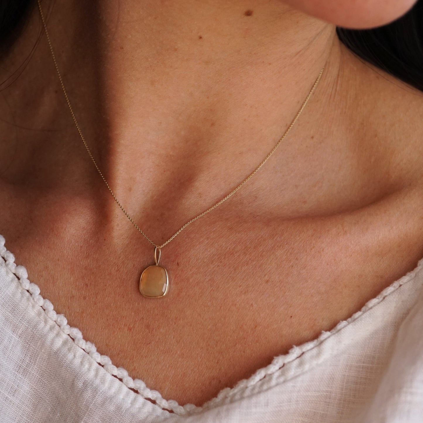 peach moonstone pendant in 14k gold + silver - NO CHAIN INCLUDED - Lumenrose