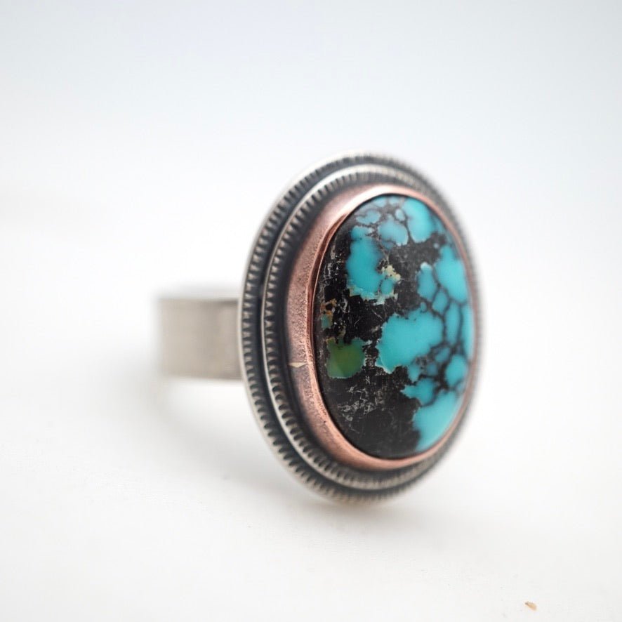 polychrome chinese turquoise ring - size 8.75 - Lumenrose
